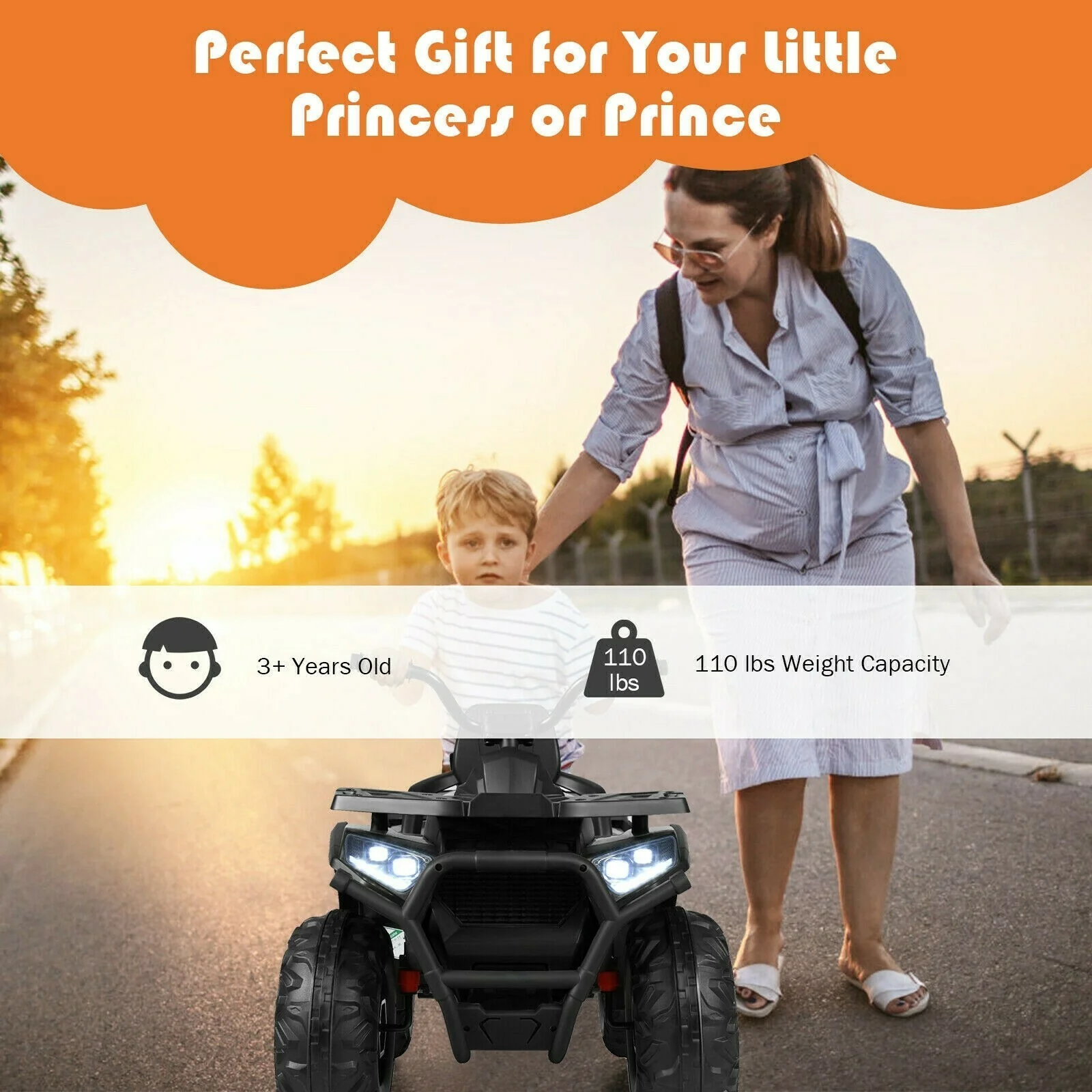 V Kids Electric 4-Wheeler ATV Quad with MP3 Player and LED Lights - Image 9