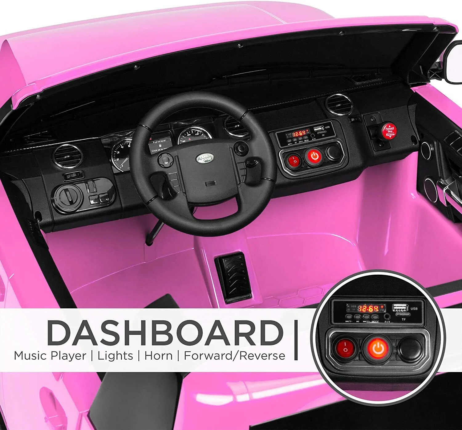 12V 2-Seater Authorized Land Rover Children's Girls Ride On SUV Vehicle Lights, Remote Control - Pink - Image 5