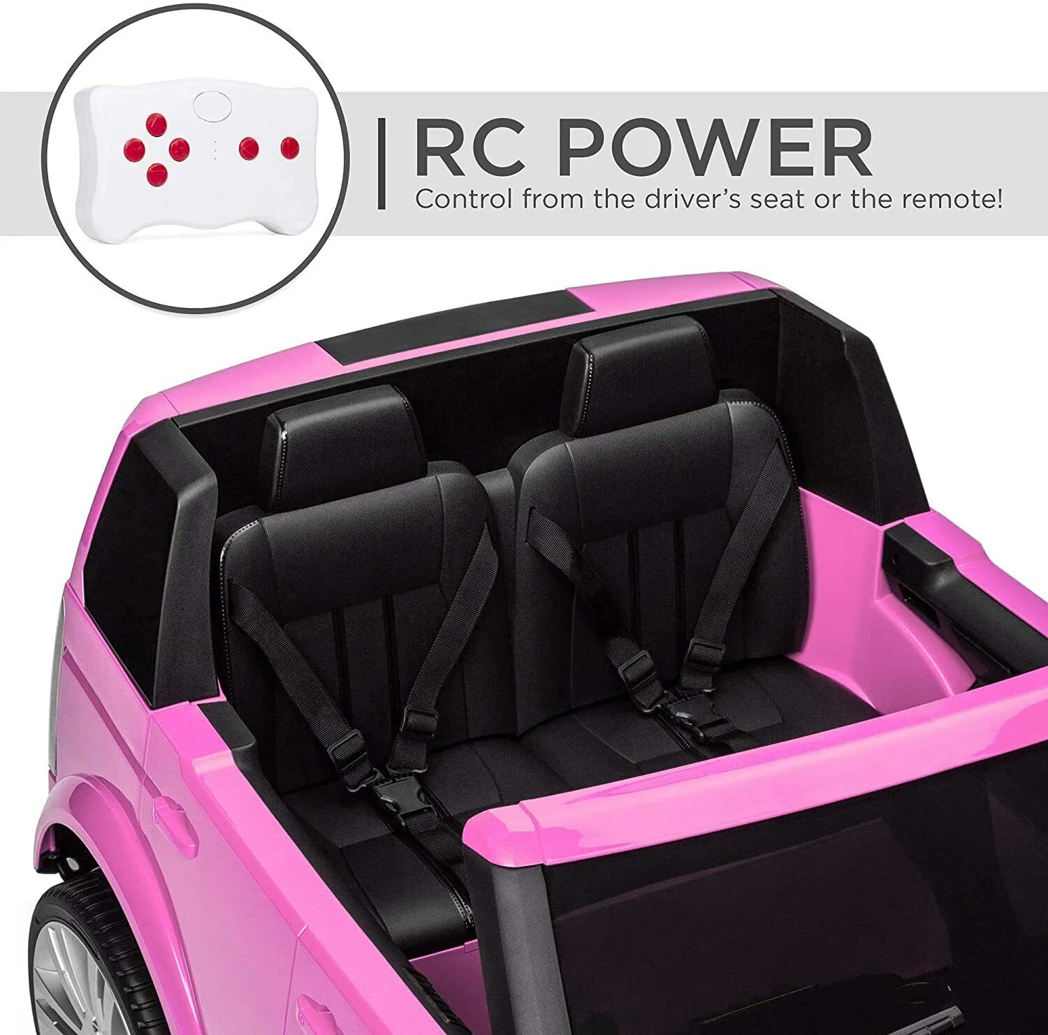 12V 2-Seater Authorized Land Rover Children's Girls Ride On SUV Vehicle Lights, Remote Control - Pink - Image 6