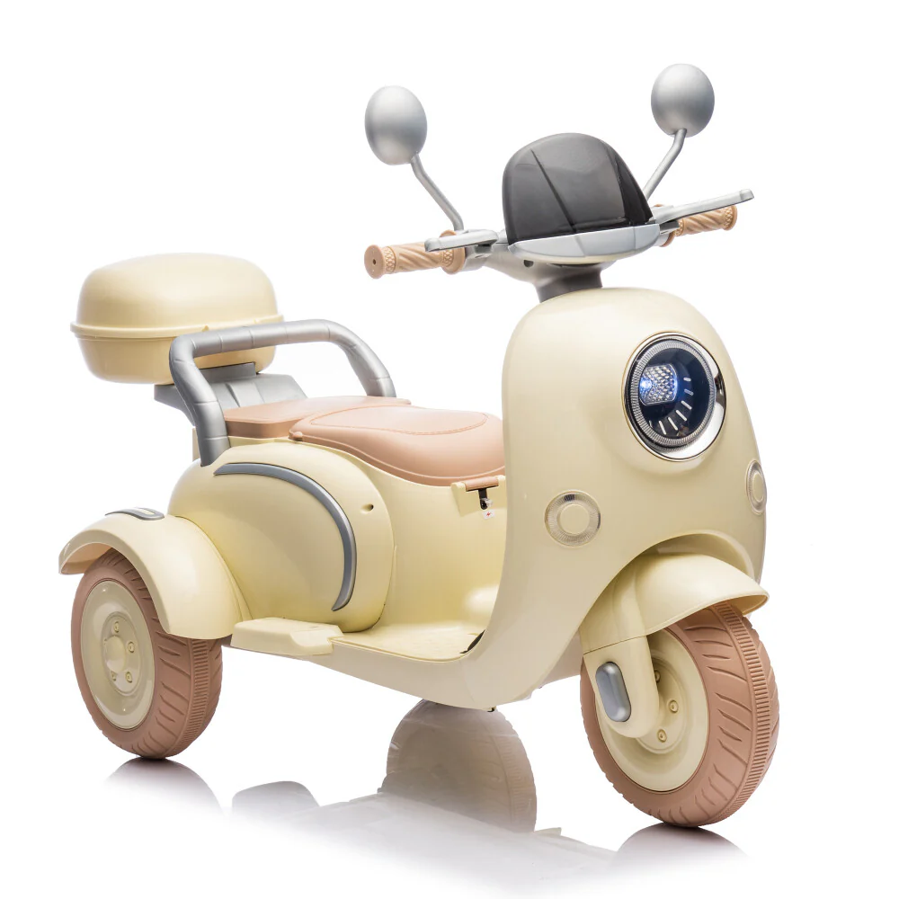 12V 2-Seater Electric Ride-On Motorcycle with LED Headlight for Kids Ages 3-6