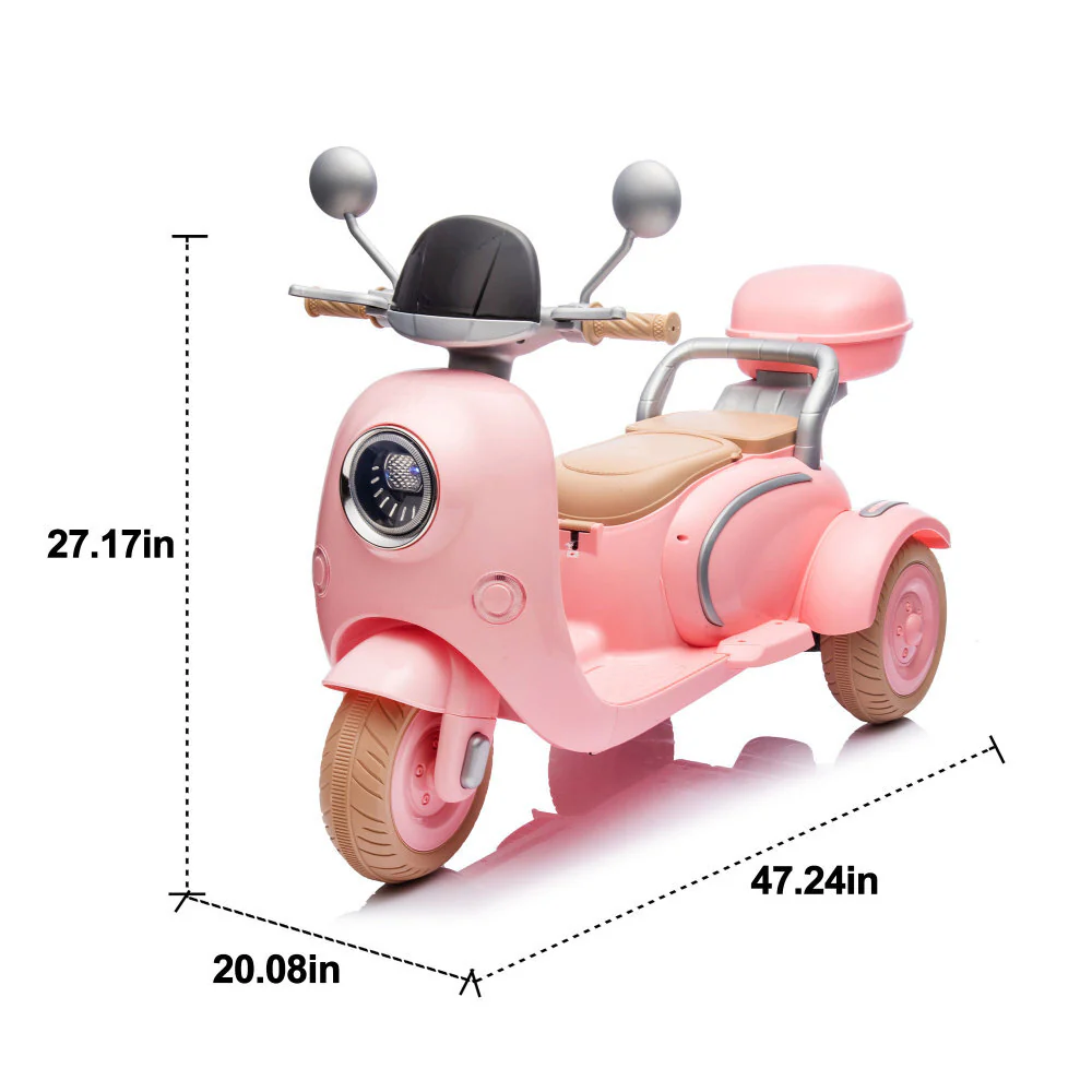 12V 2-Seater Electric Ride-On Motorcycle with LED Headlight for Kids Ages 3-6 - Image 3