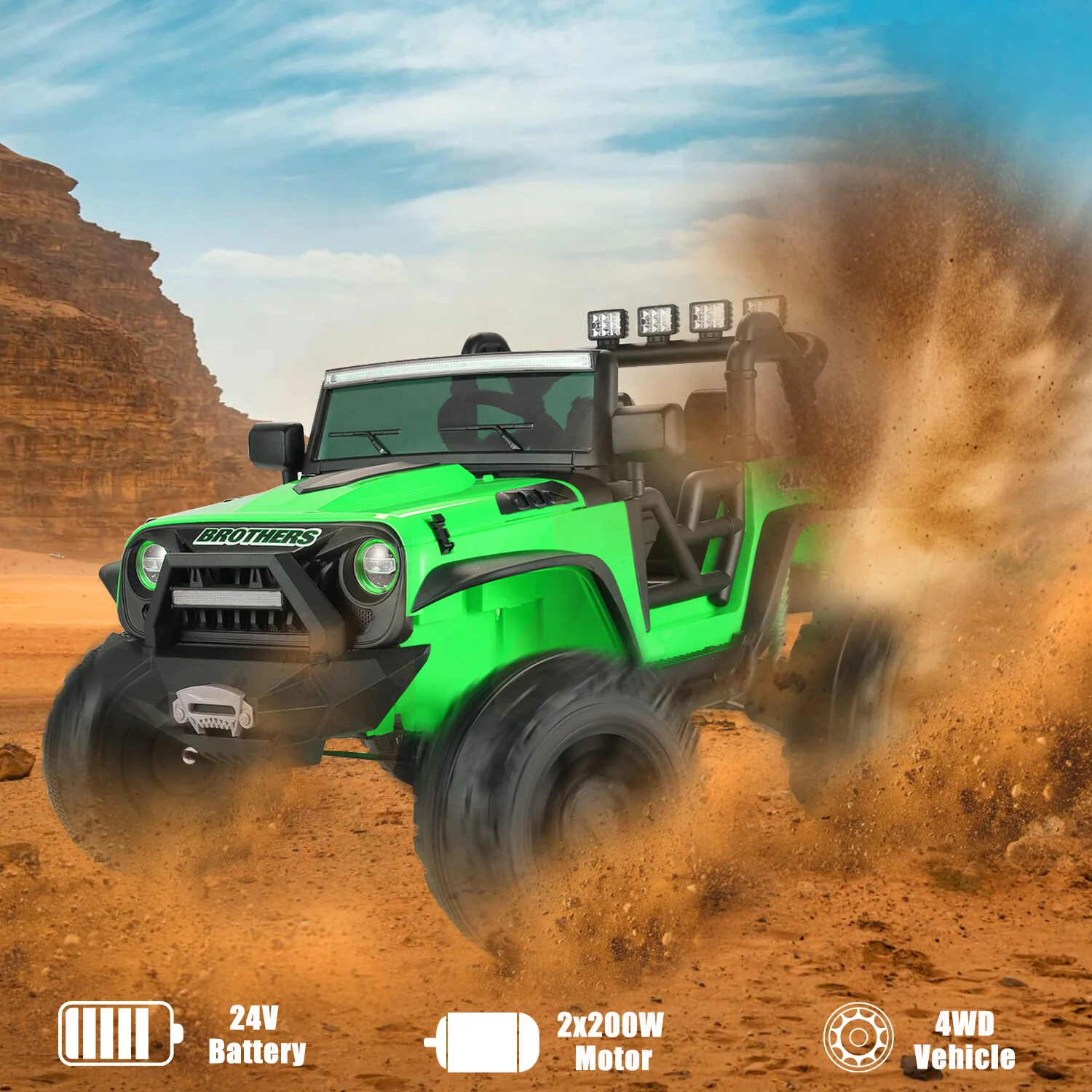 12V/24V Electric Ride-On Four Wheeler Toy Car Jeep Truck ATV for Kids - Image 16