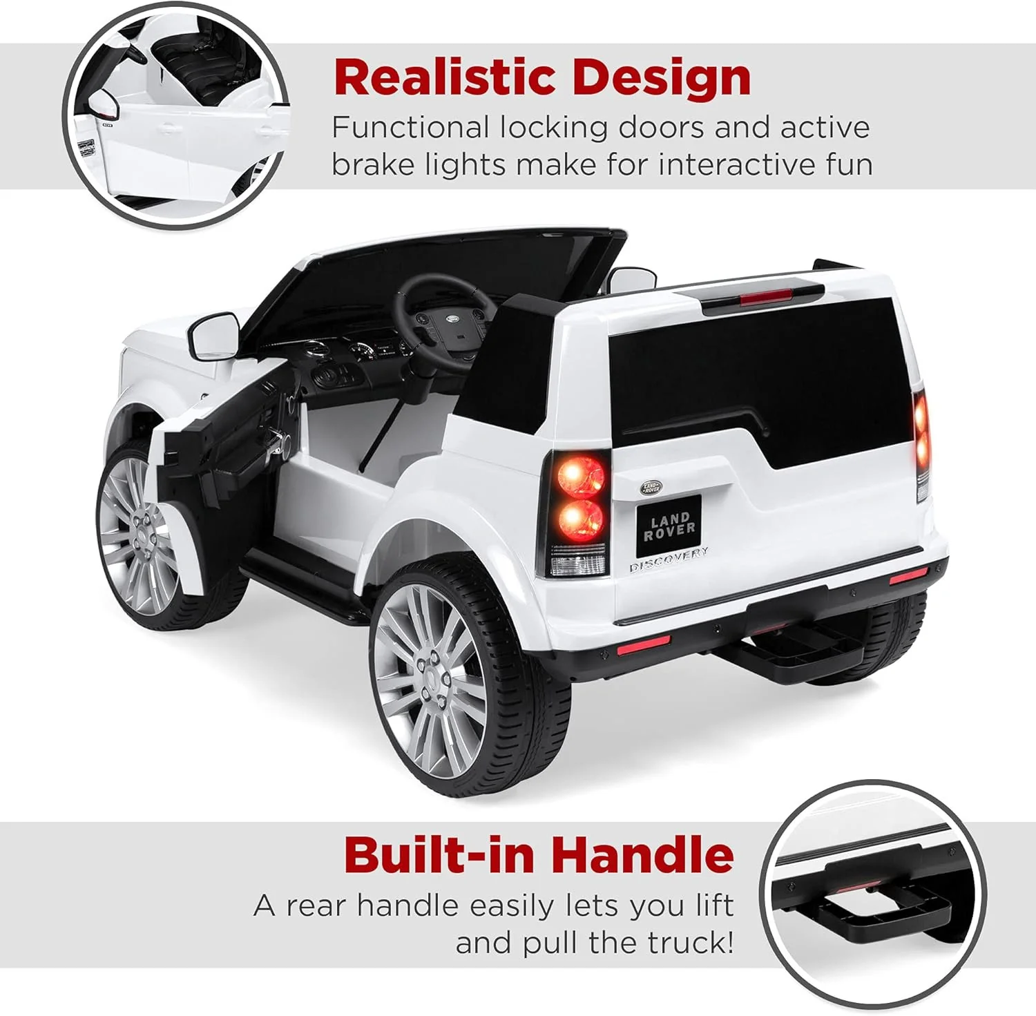 12V 3.7 MPH 2-Seater Licensed Land Rover Ride-On Car Toy with Parent Remote Control - Image 5