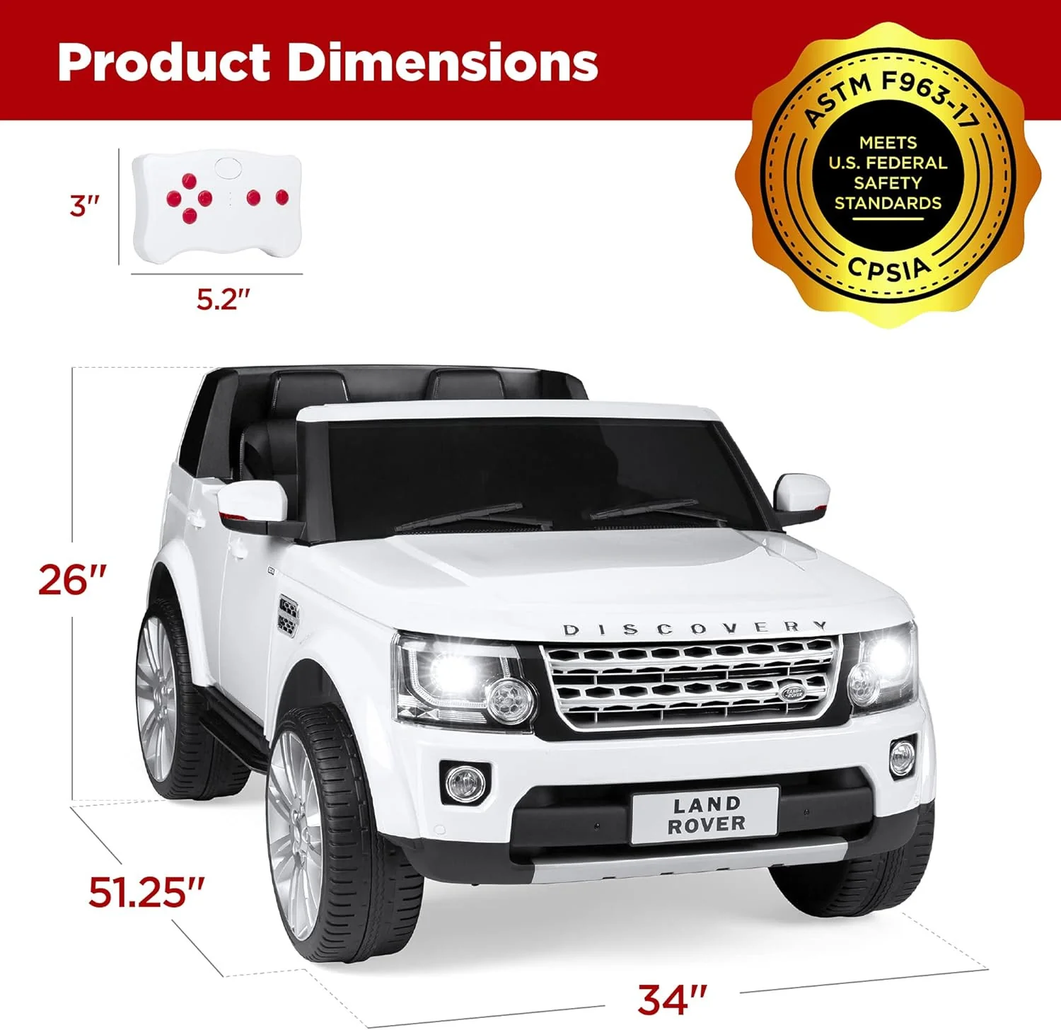 12V 3.7 MPH 2-Seater Licensed Land Rover Ride-On Car Toy with Parent Remote Control - Image 7