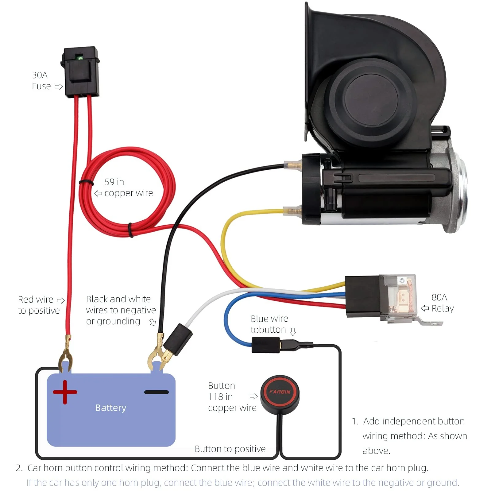 12V High-Pitched Air Horn with Wired Button for Trucks and Cars - Image 7