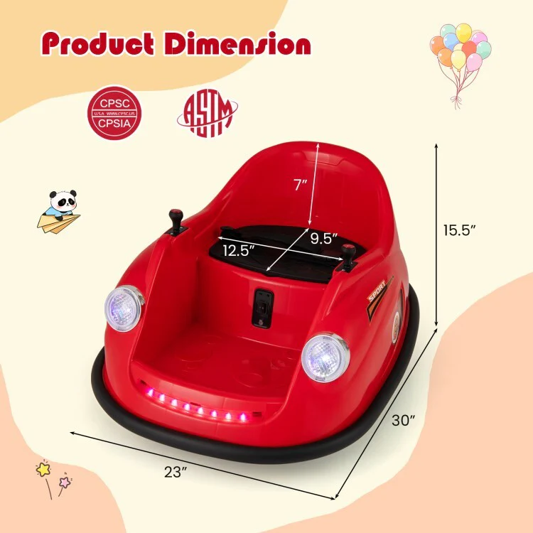 12V Battery-Powered Kids Electric Ride-On Bumper Car with Remote Control and Training Wheels - Image 6