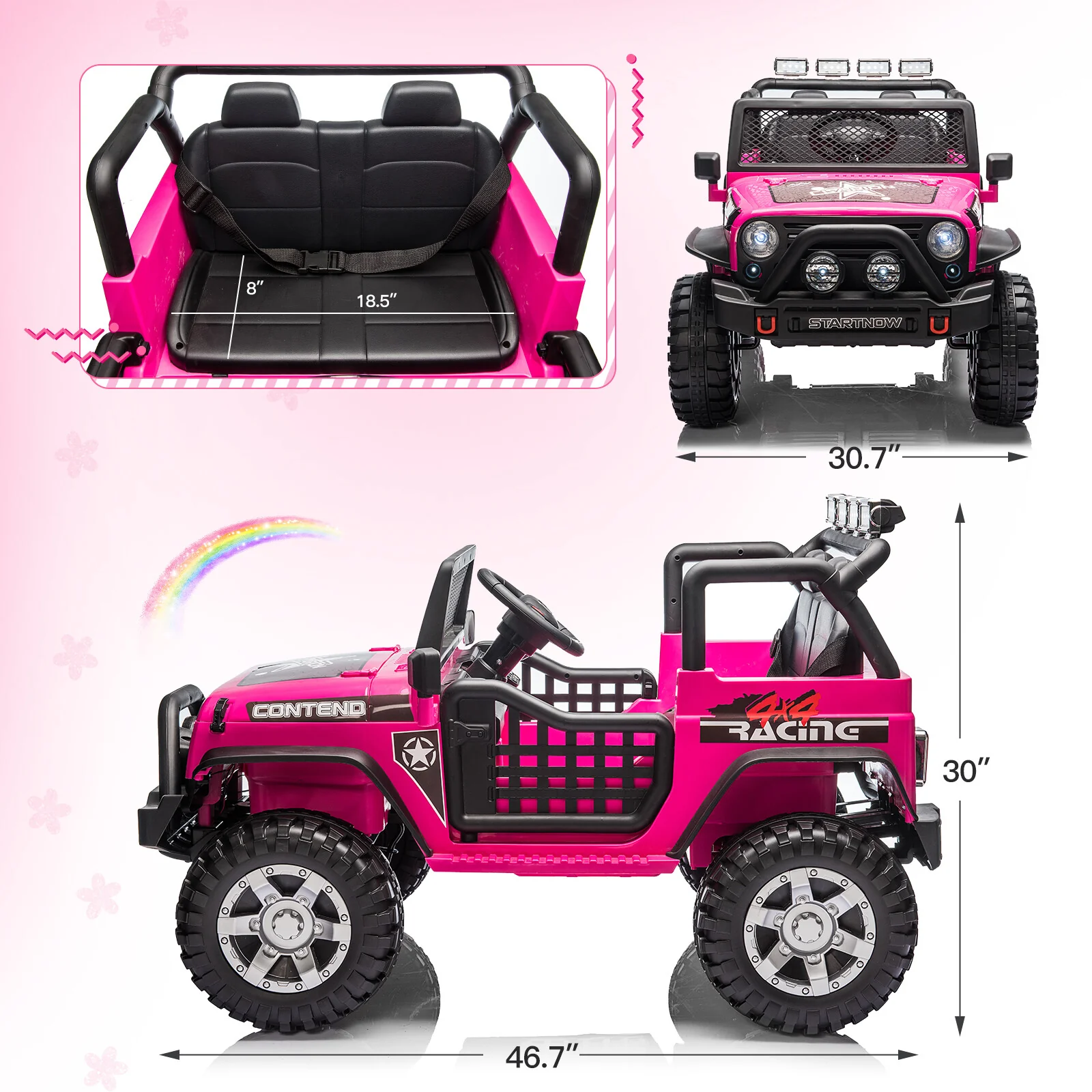 12V Electric Kids Ride-On Jeep Toy Car with USB, Bluetooth, and Remote Control - Image 6