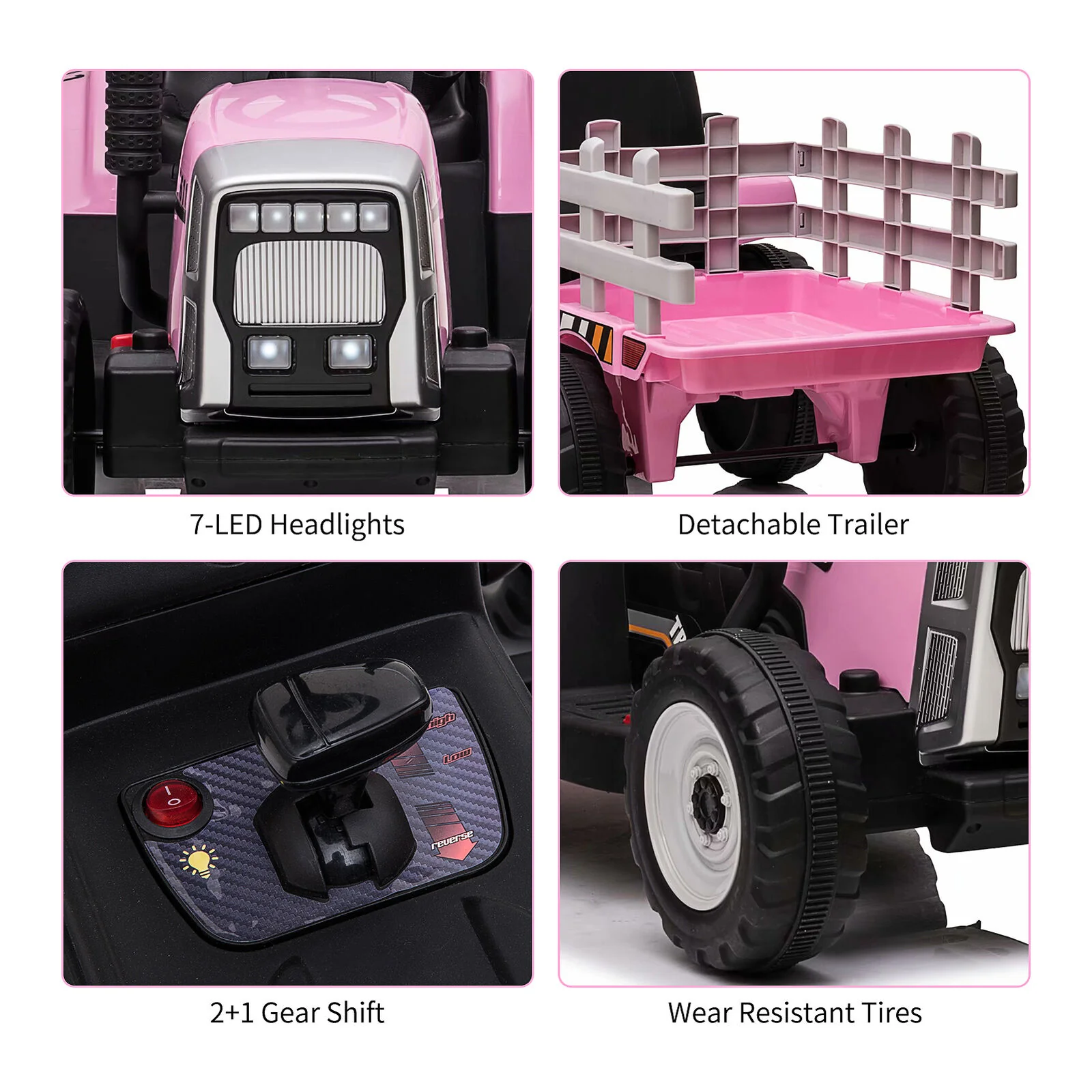 12V Battery Powered Electric Tractor with Trailer Kids Ride On Car w/Remote Control - Image 6