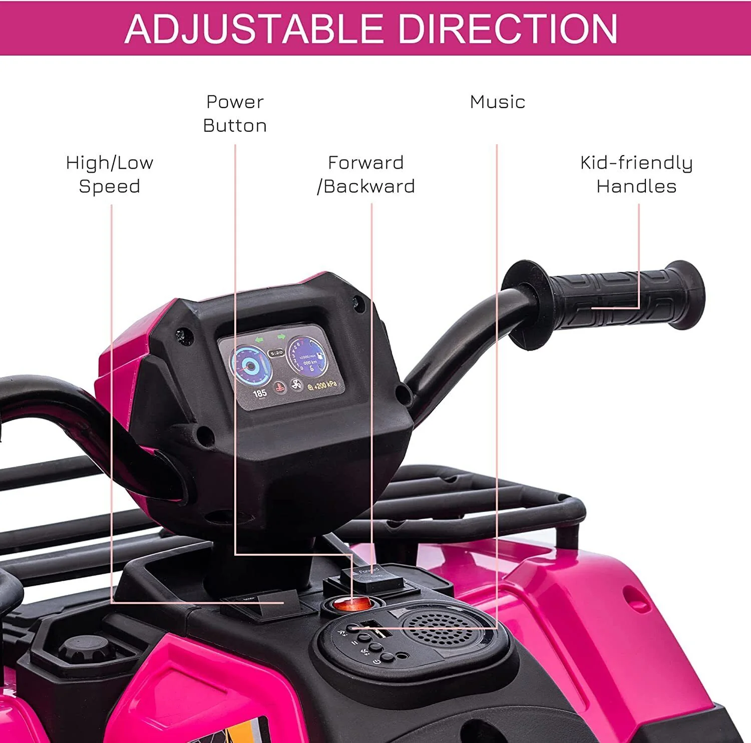 12V Battery Powered Kids Quad ATV Toy with LED Headlights - Image 9
