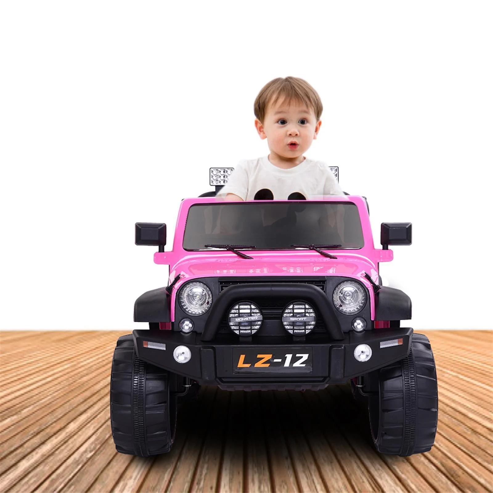 12V Battery-Powered Kids Ride-On Car with Music, Lights, and Remote Control - Pink - Image 2