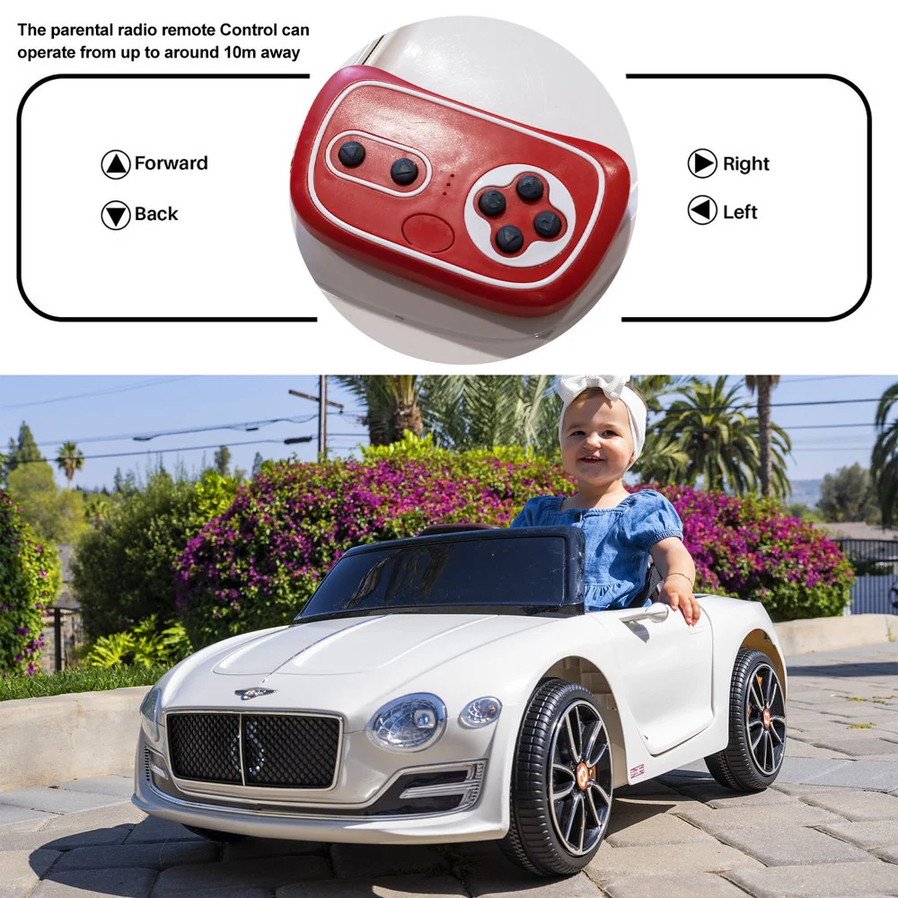 12V BENTLEY Style Electric Off-Road Ride on Car for Kids - White - Image 5