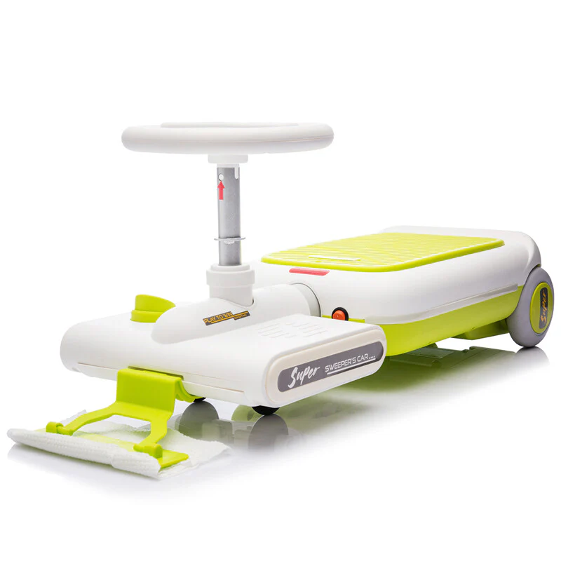 12V Kids Cleaning Go-Kart with Extendable Mop, 35W Motor, Adjustable Speed 1.86-2.49 MPH, Ages 3-6, Green - Image 19