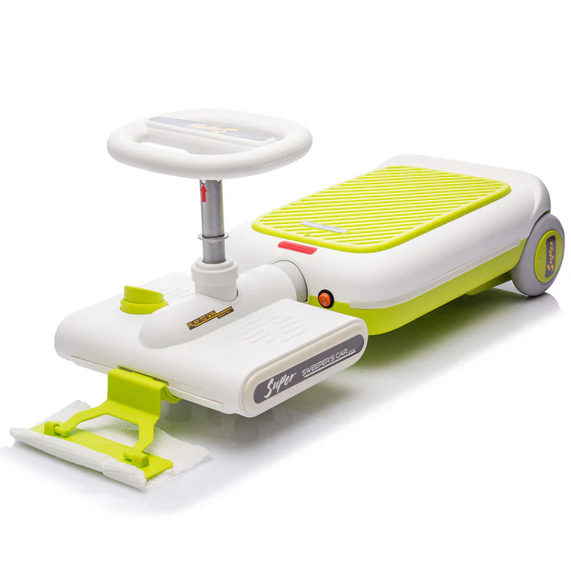 12V Kids Cleaning Go-Kart with Extendable Mop, 35W Motor, Adjustable Speed 1.86-2.49 MPH, Ages 3-6, Green - Image 20