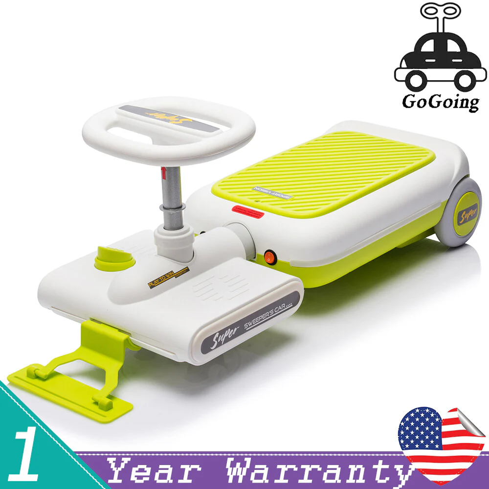 12V Kids Cleaning Go-Kart with Extendable Mop, 35W Motor, Adjustable Speed 1.86-2.49 MPH, Ages 3-6, Green - Image 23