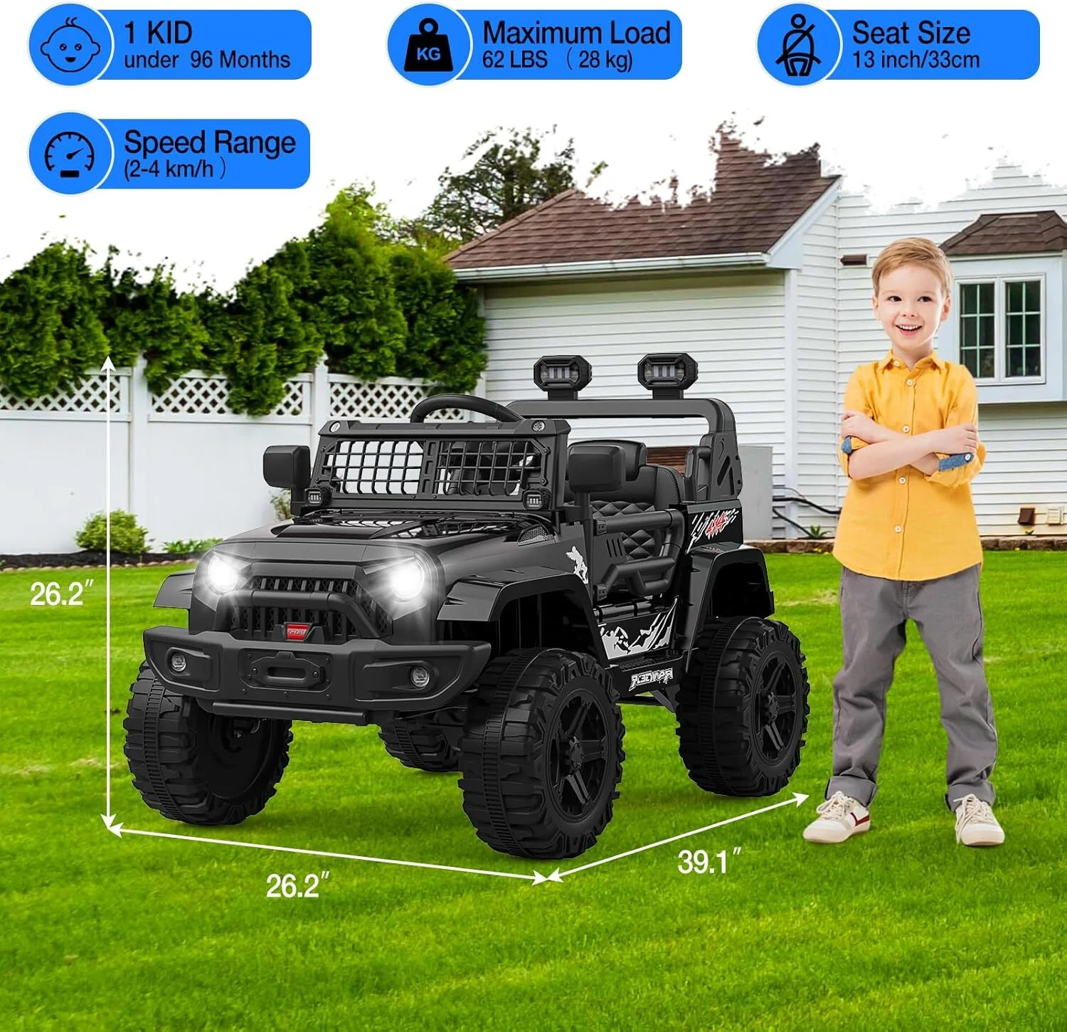 12V Battery-Powered Electric Ride-On Truck for Kids with Remote Control Toy Car - Image 5