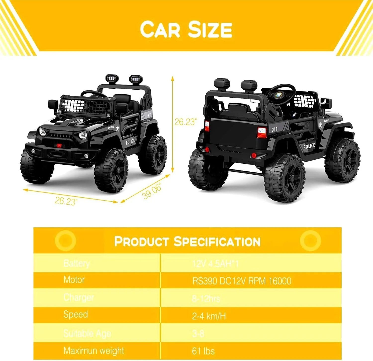 12V Battery-Powered Electric Ride-On Truck for Kids with Remote Control Toy Car - Image 7
