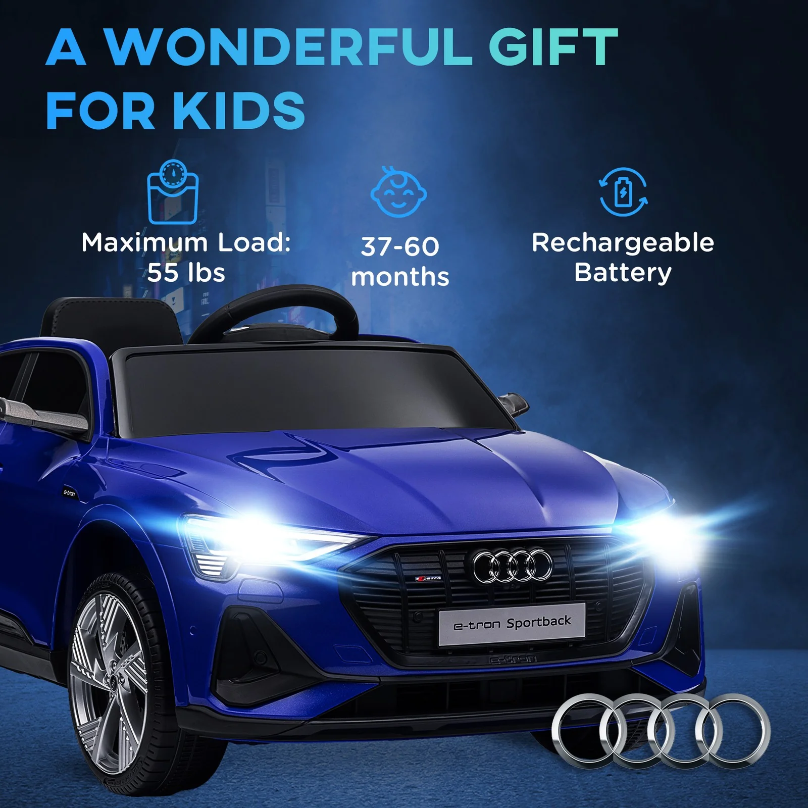 12V Electric Kids Car with Remote Control, Safety Belt, and LED Lights - Blue - Image 10