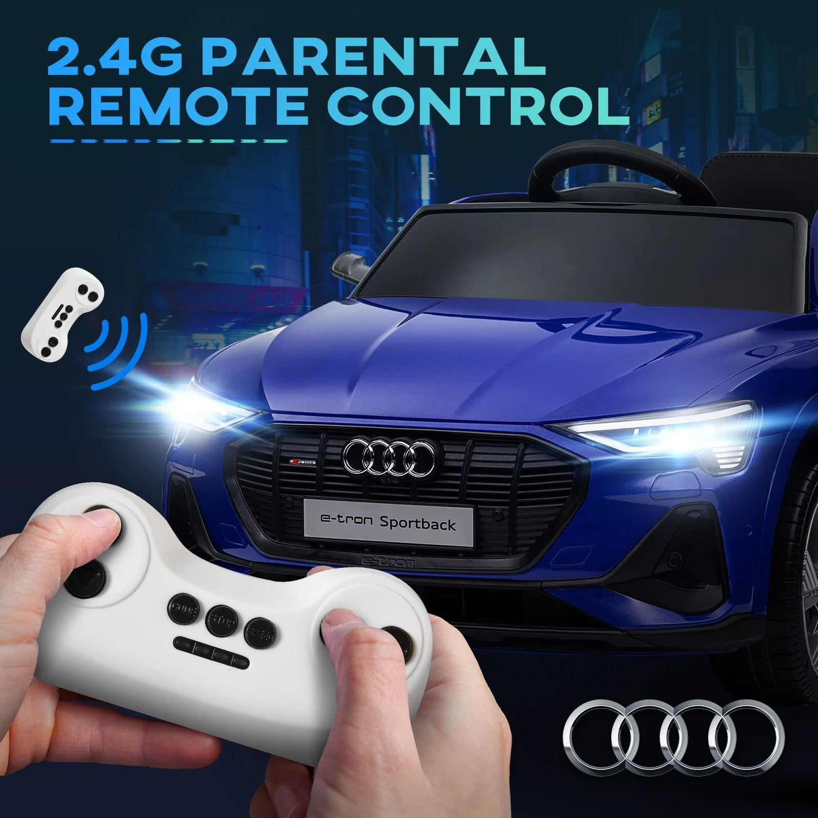 12V Electric Kids Car with Remote Control, Safety Belt, and LED Lights - Blue - Image 5