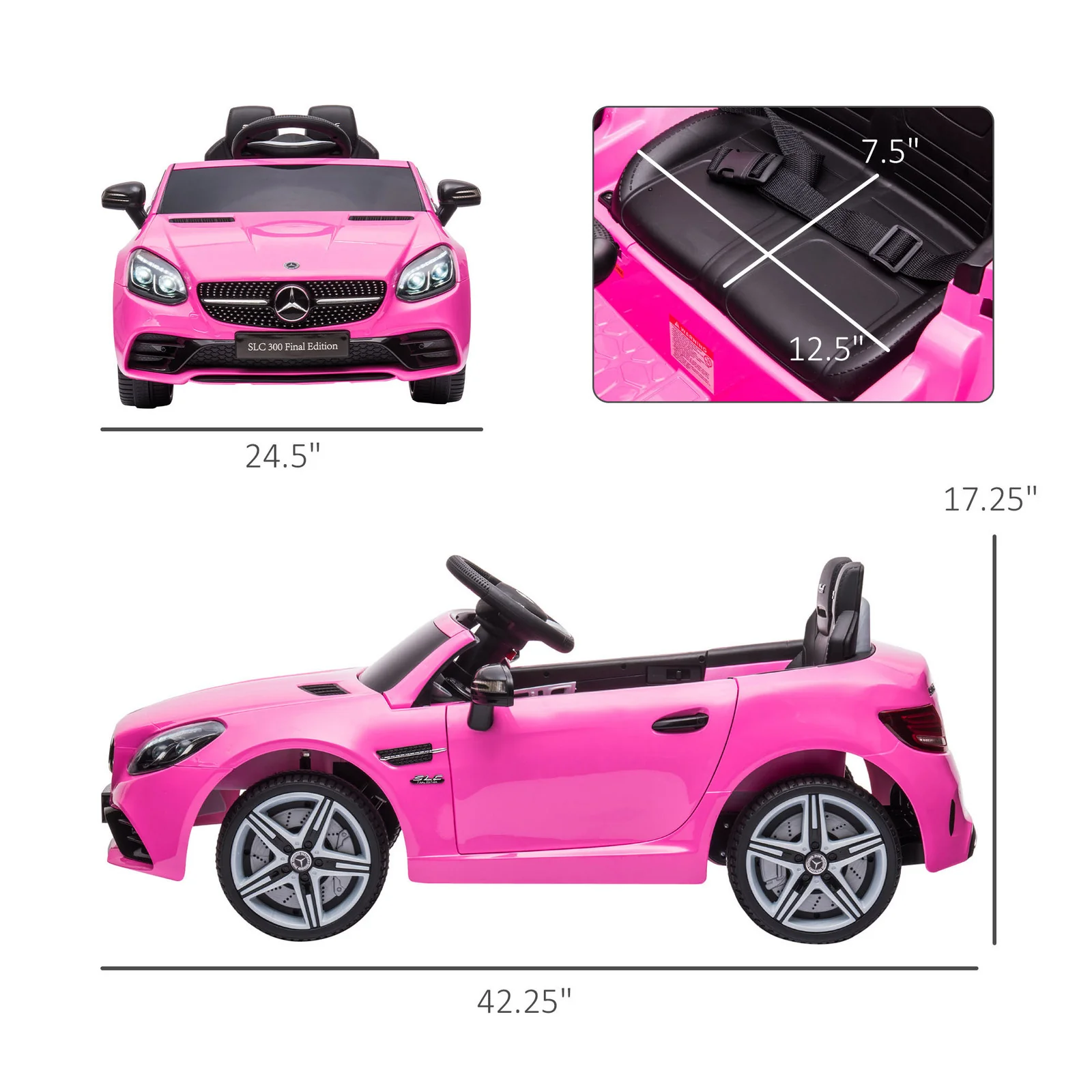 12V Electric Ride-On Car for Kids with Parental Remote Control, Dual Motors, Music, and Lights in Pink - Image 3