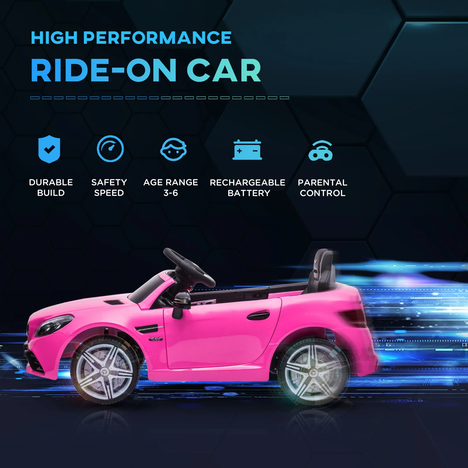 12V Electric Ride-On Car for Kids with Parental Remote Control, Dual Motors, Music, and Lights in Pink - Image 5