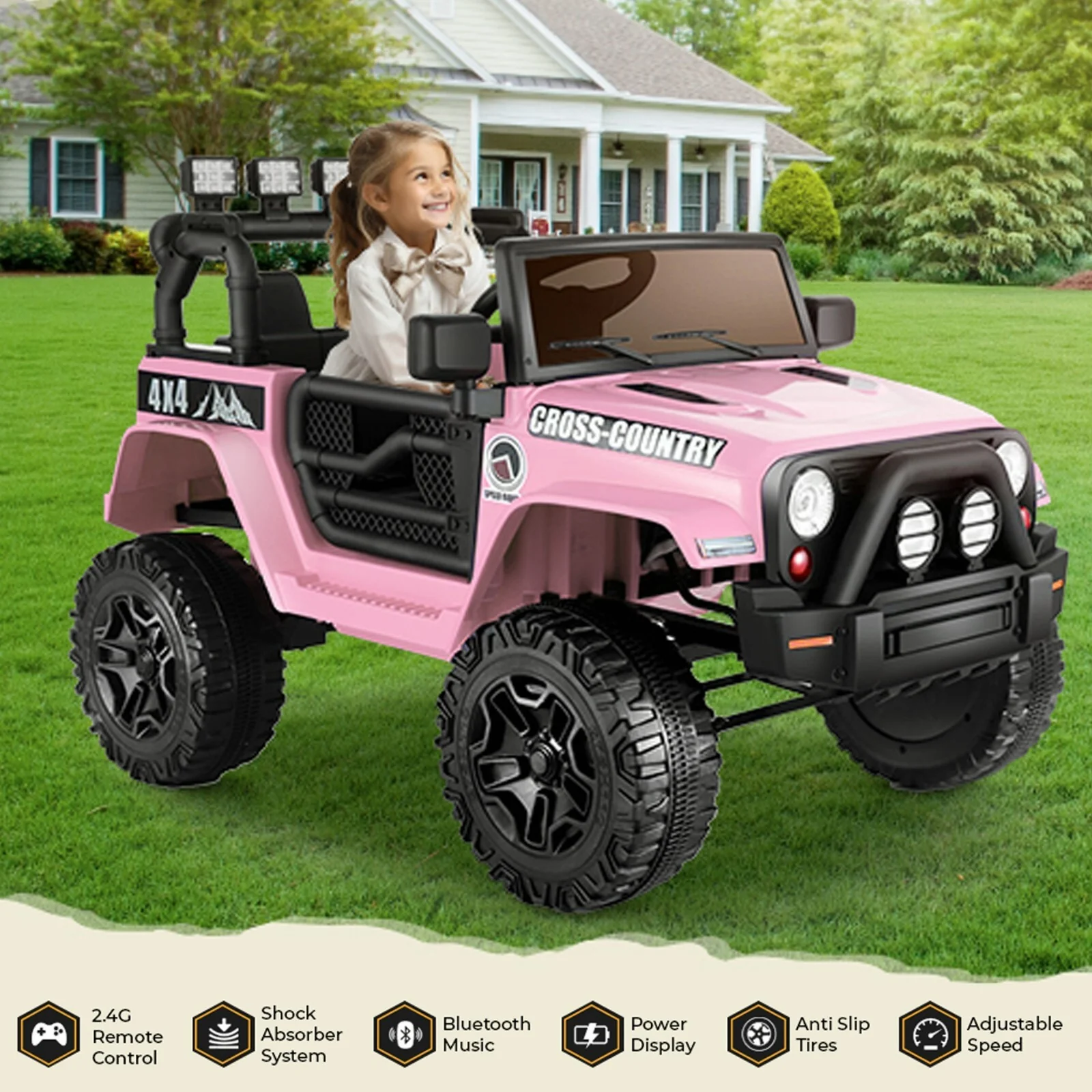 12V Electric Kids Jeep Truck Ride-On with Remote Control, Two Seats and Three Speeds - Image 22