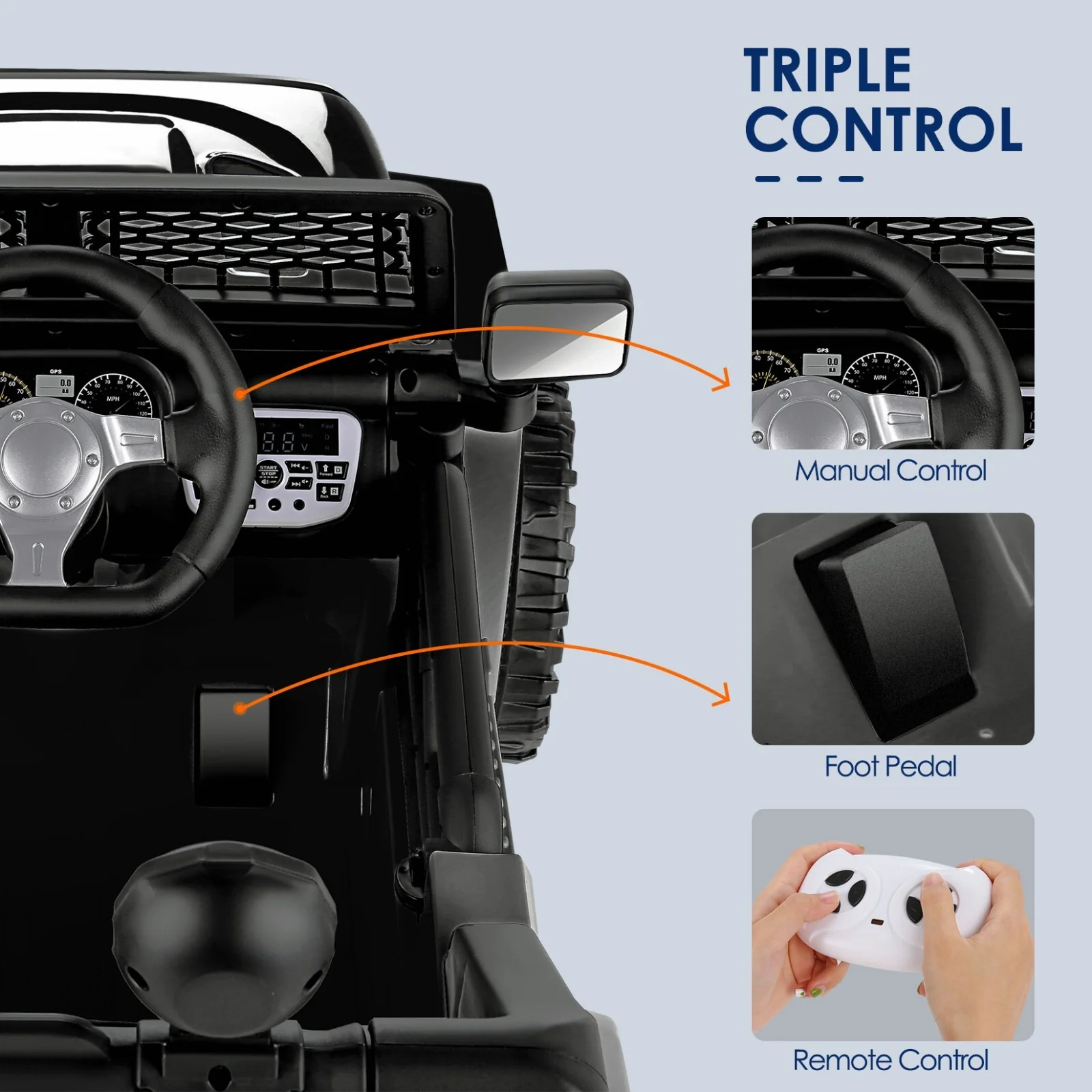 12V Electric Kids Jeep Truck Ride-On with Remote Control, Two Seats and Three Speeds - Image 29
