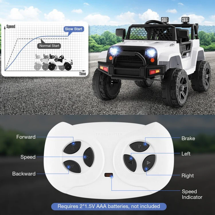 12V Electric Ride-On Truck Car Toy for Kids with Seat Belt, Music, and Remote Control - Image 7