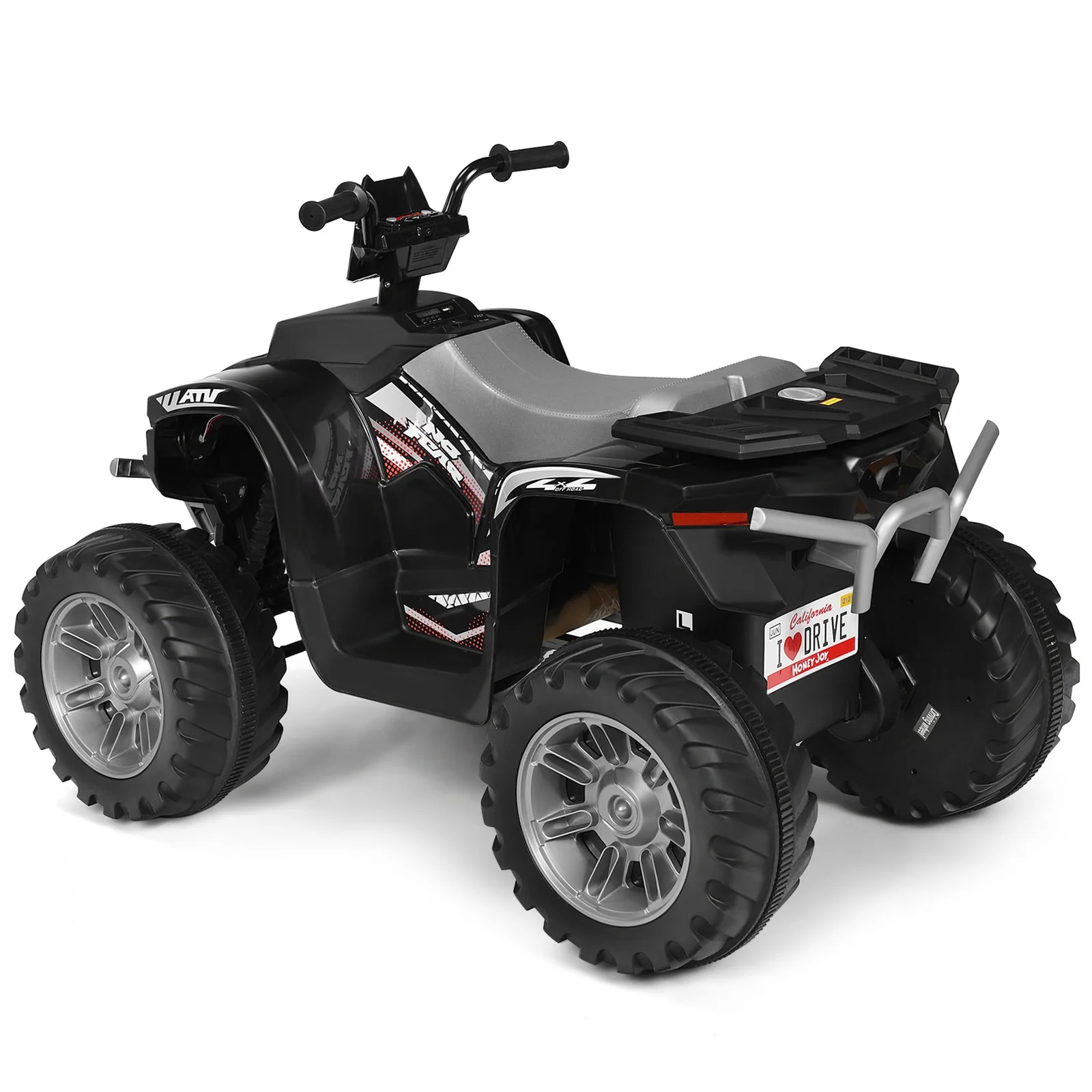 12V Electric Kids Ride-On ATV 4-Wheeler Quad with Music and LED Lights Black - Image 6