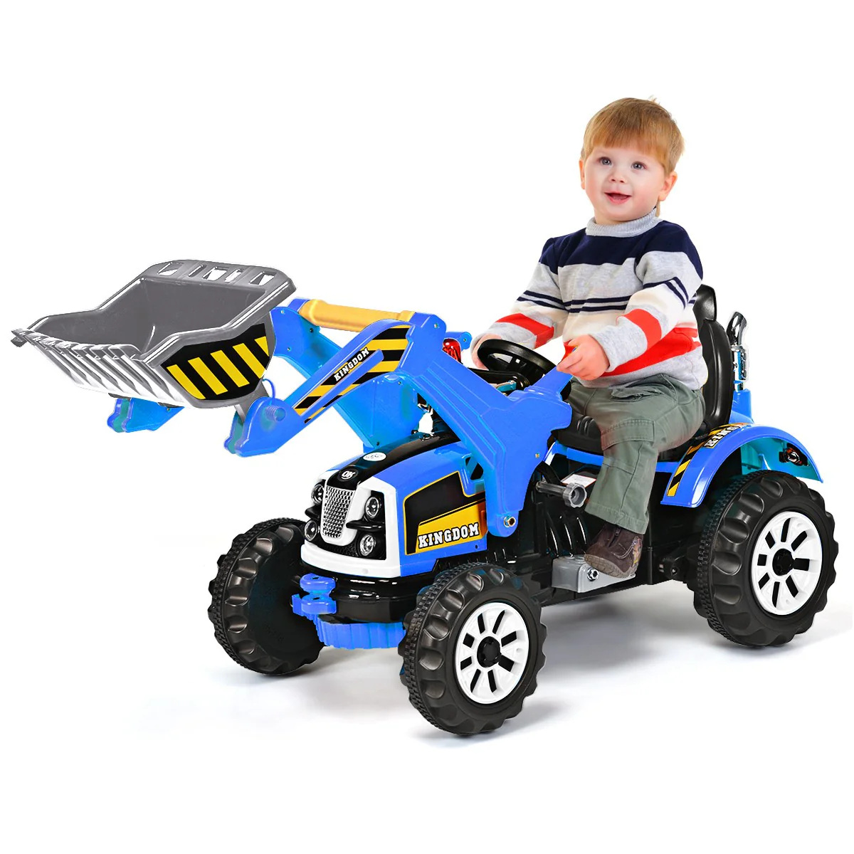 12V Electric Ride-On Excavator Truck for Toddlers Kids Blue - Image 7