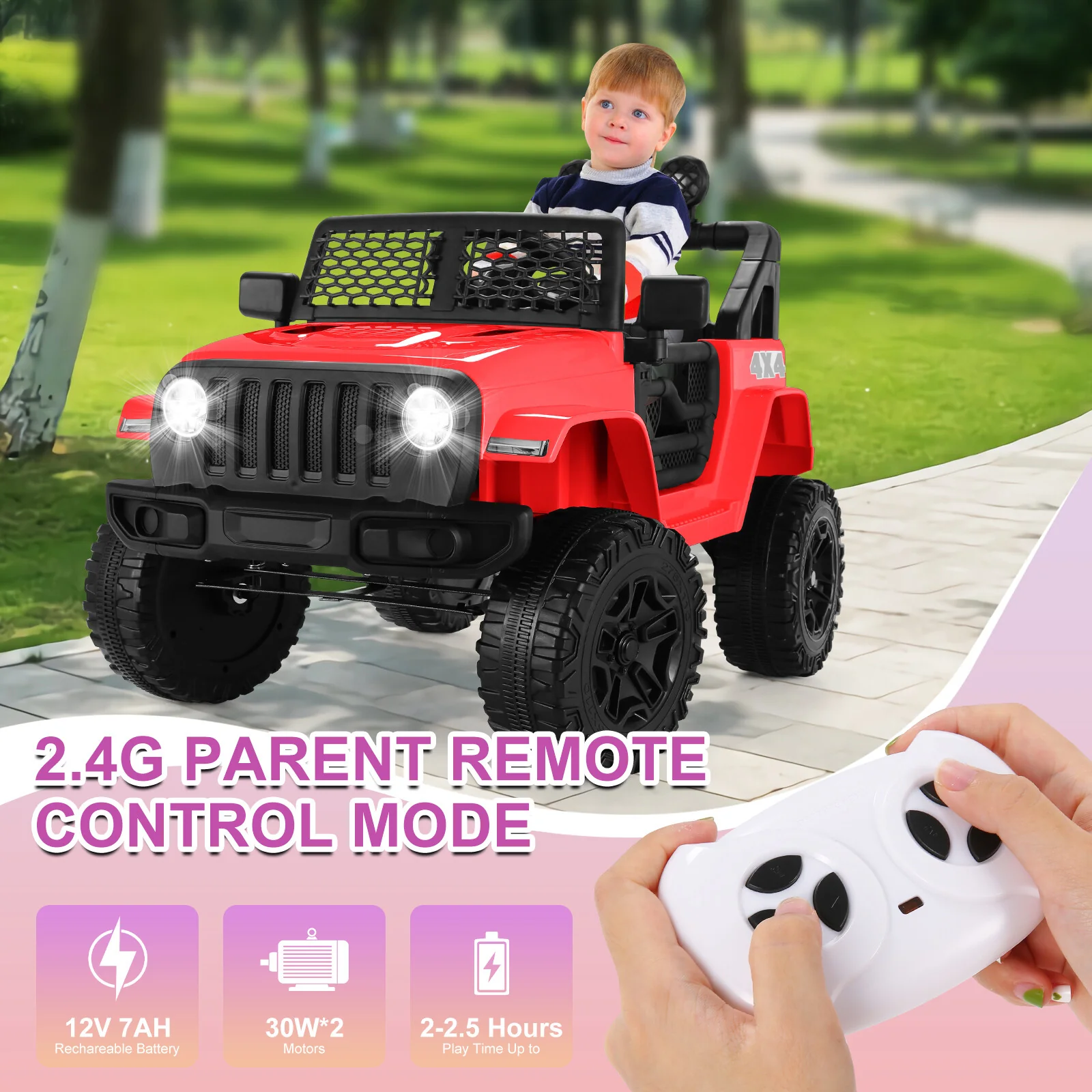12V Electric Kids Ride-On Truck with Remote Control, MP3 Music, and Lights - Image 3