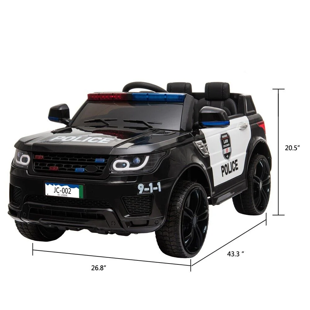 12V Electric Police Car Ride-On SUV for Kids with Remote Control - Black - Image 12