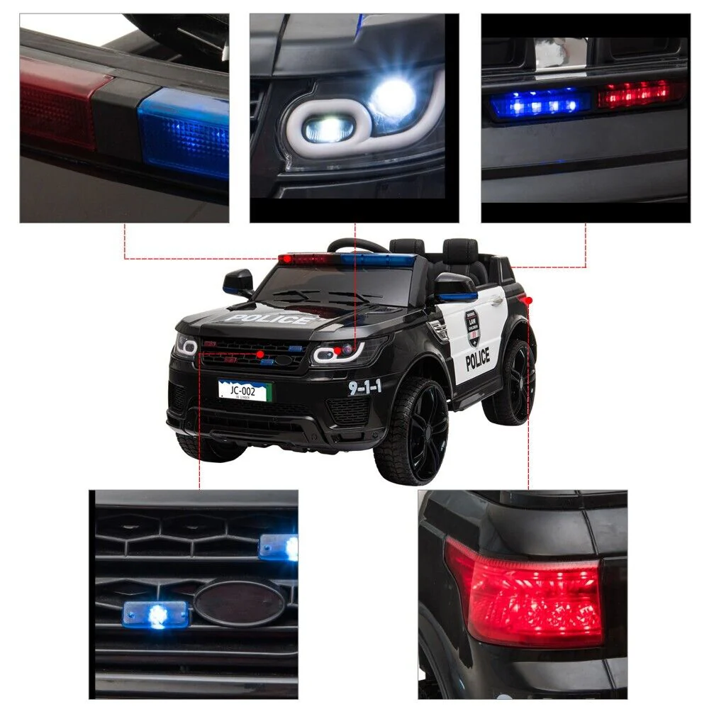 12V Electric Police Car Ride-On SUV for Kids with Remote Control - Black - Image 14