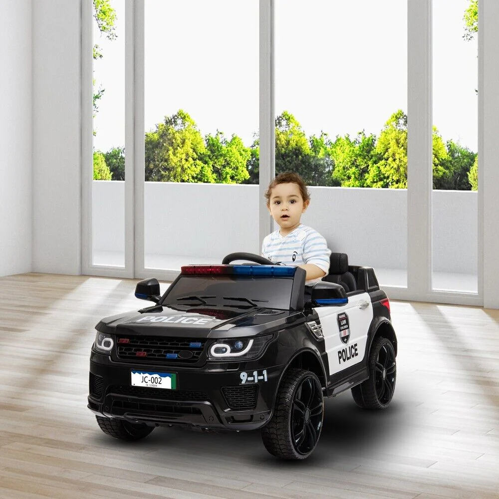12V Electric Police Car Ride-On SUV for Kids with Remote Control - Black - Image 15