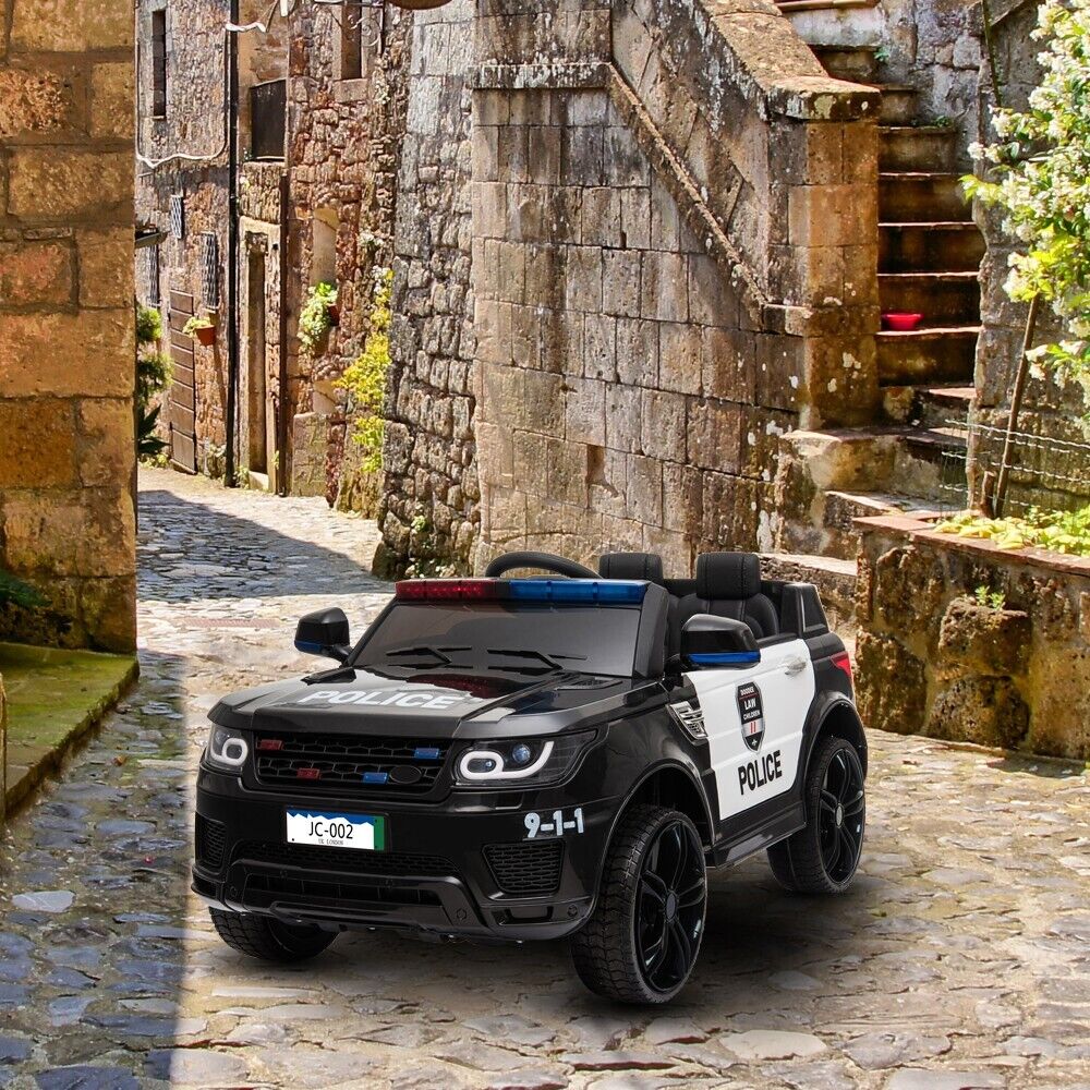 12V Electric Police Car Ride-On SUV for Kids with Remote Control - Black - Image 3