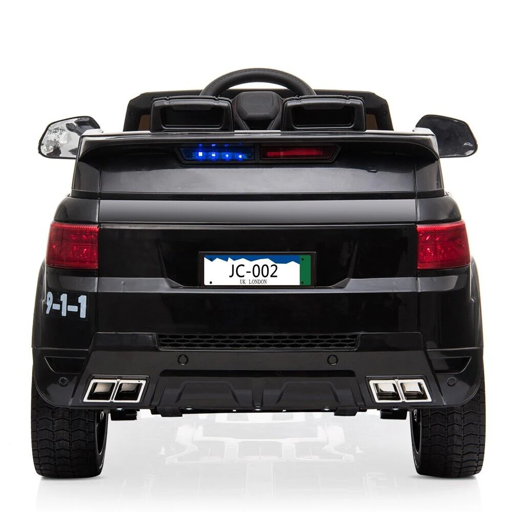 12V Electric Police Car Ride-On SUV for Kids with Remote Control - Black - Image 5