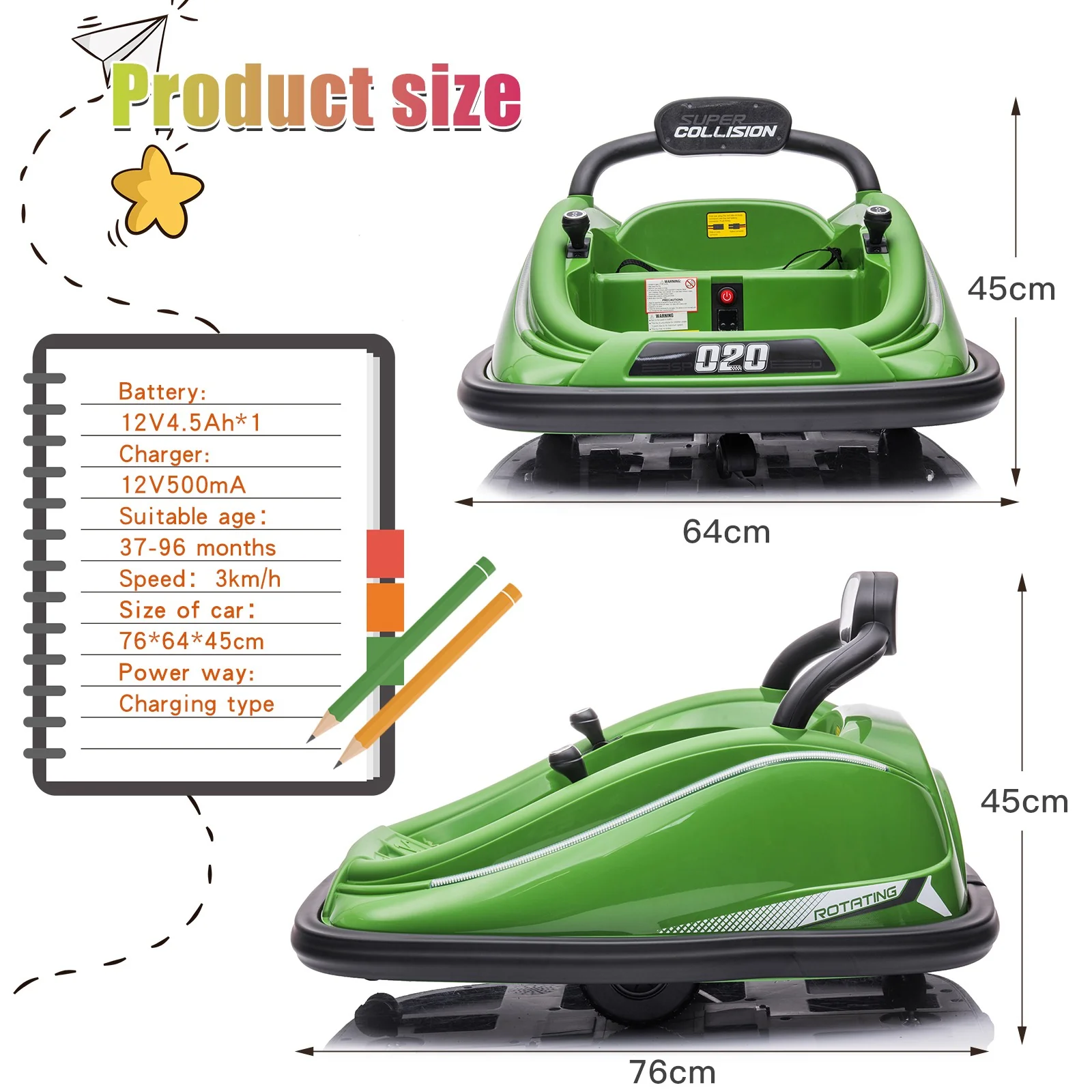 12V Electric Ride-On Baby Bumper Car for Toddlers with Remote Control and MP3 Player - Image 2