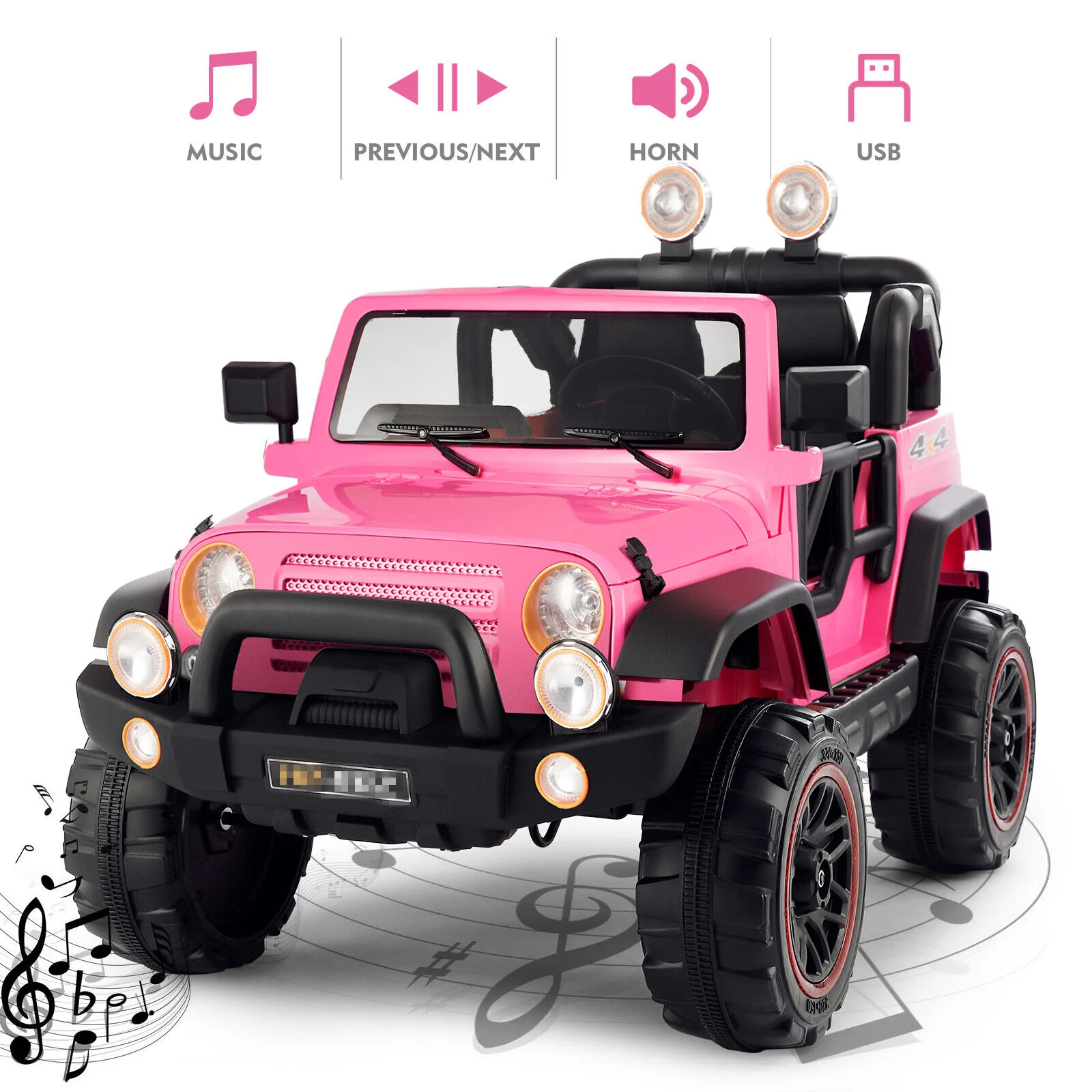 12V Electric Ride-On Car for Kids with Remote Control, MP3 Player, LED Lights, and Cover - Image 3