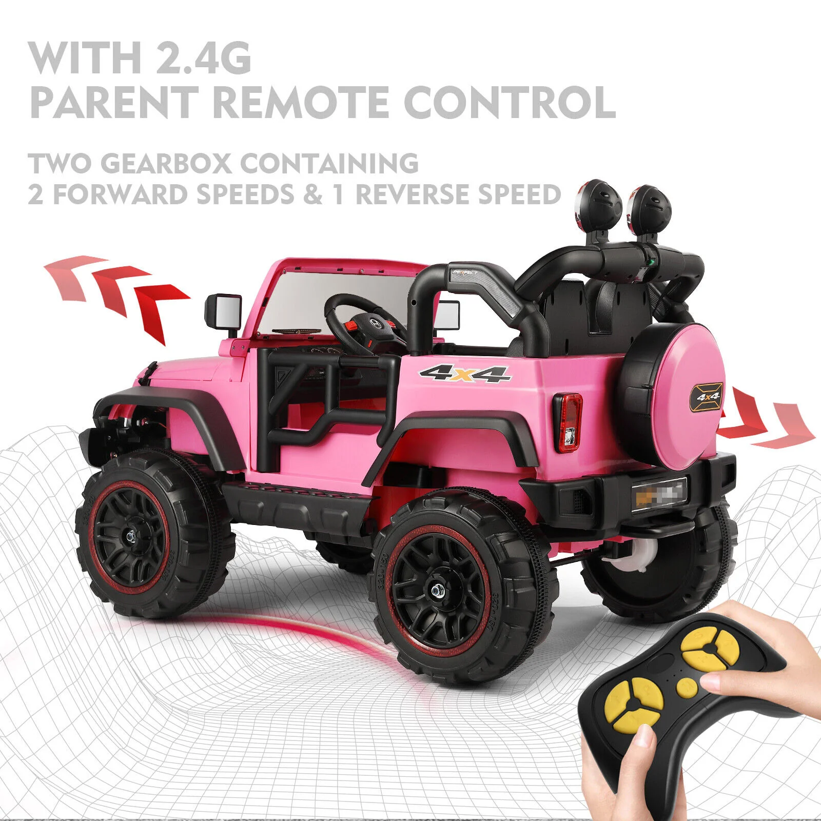 12V Electric Ride-On Car for Kids with Remote Control, MP3 Player, LED Lights, and Cover - Image 4