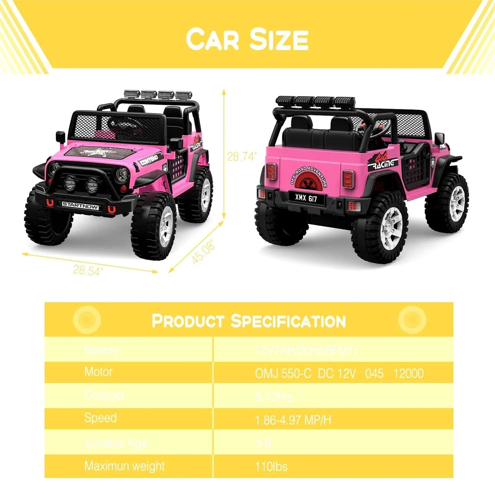 12V Electric Ride-On Car Truck for Kids with Remote Control, Safety Belt, and MP3 Player - Image 10