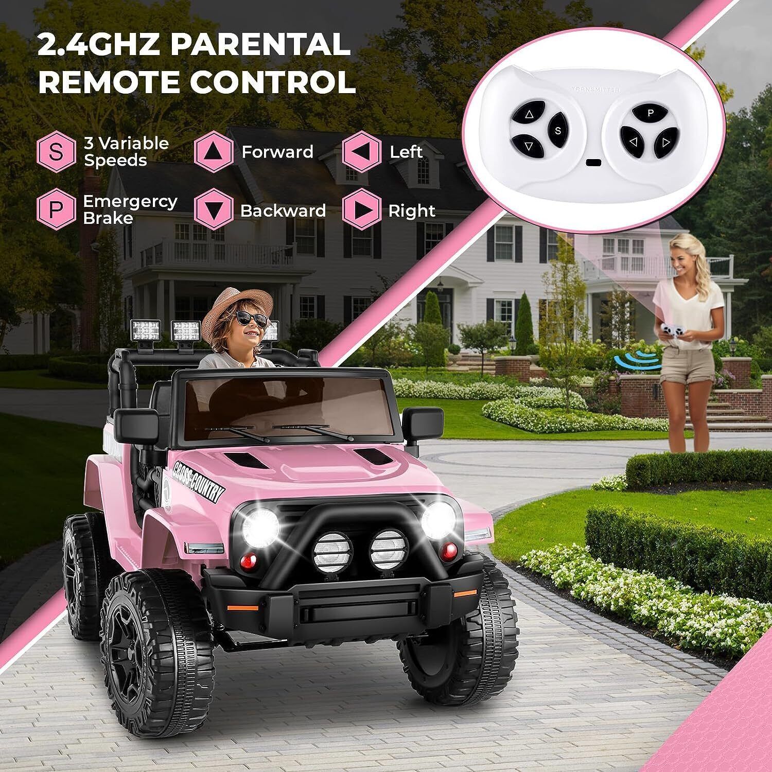 12V Electric Ride On Car Truck with Parent Remote Control, AUX & USB - 3 Speed Options - Image 20