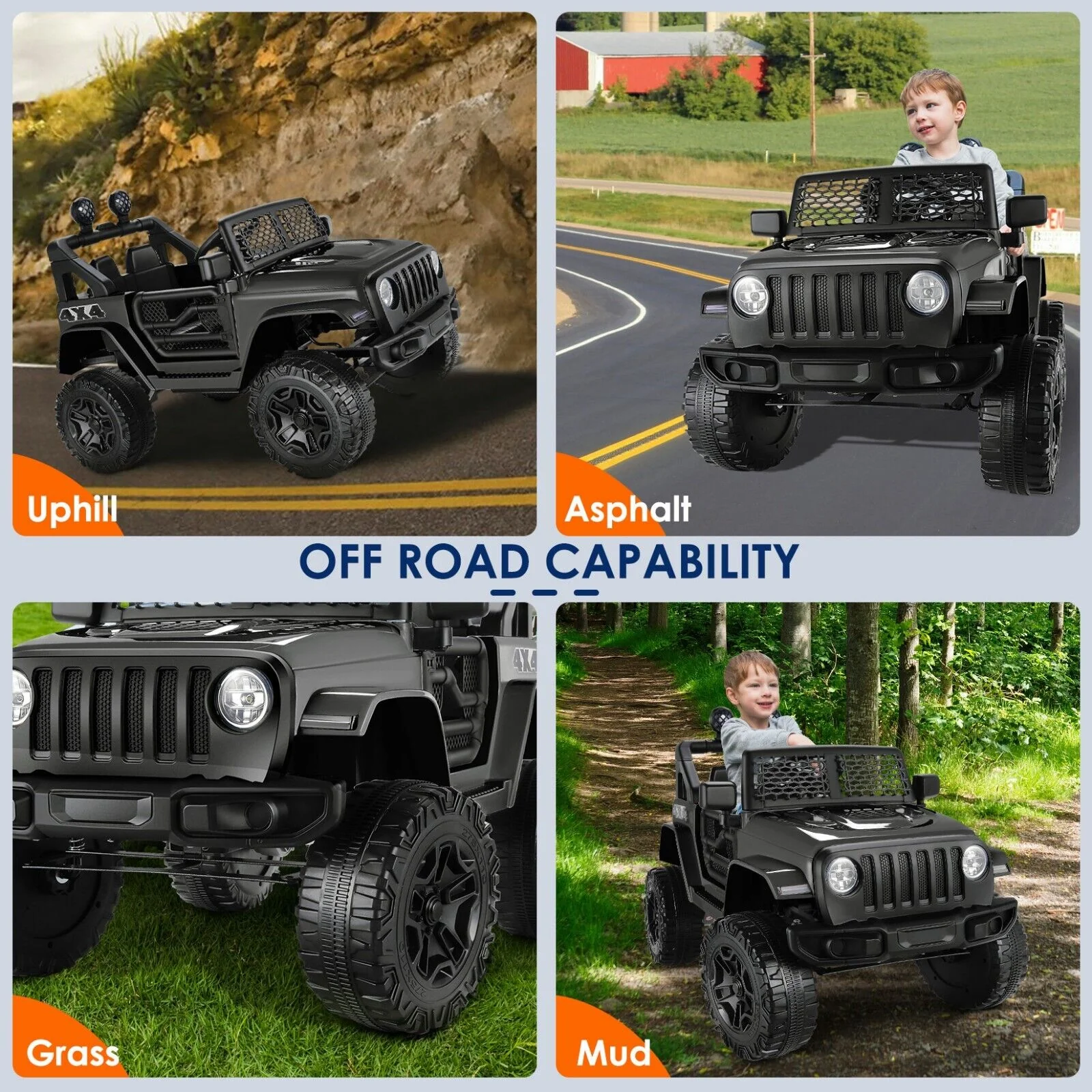 12V Electric Ride-On JEEP Truck for Kids with LED Lights and Remote Control - USB Compatible - Image 53