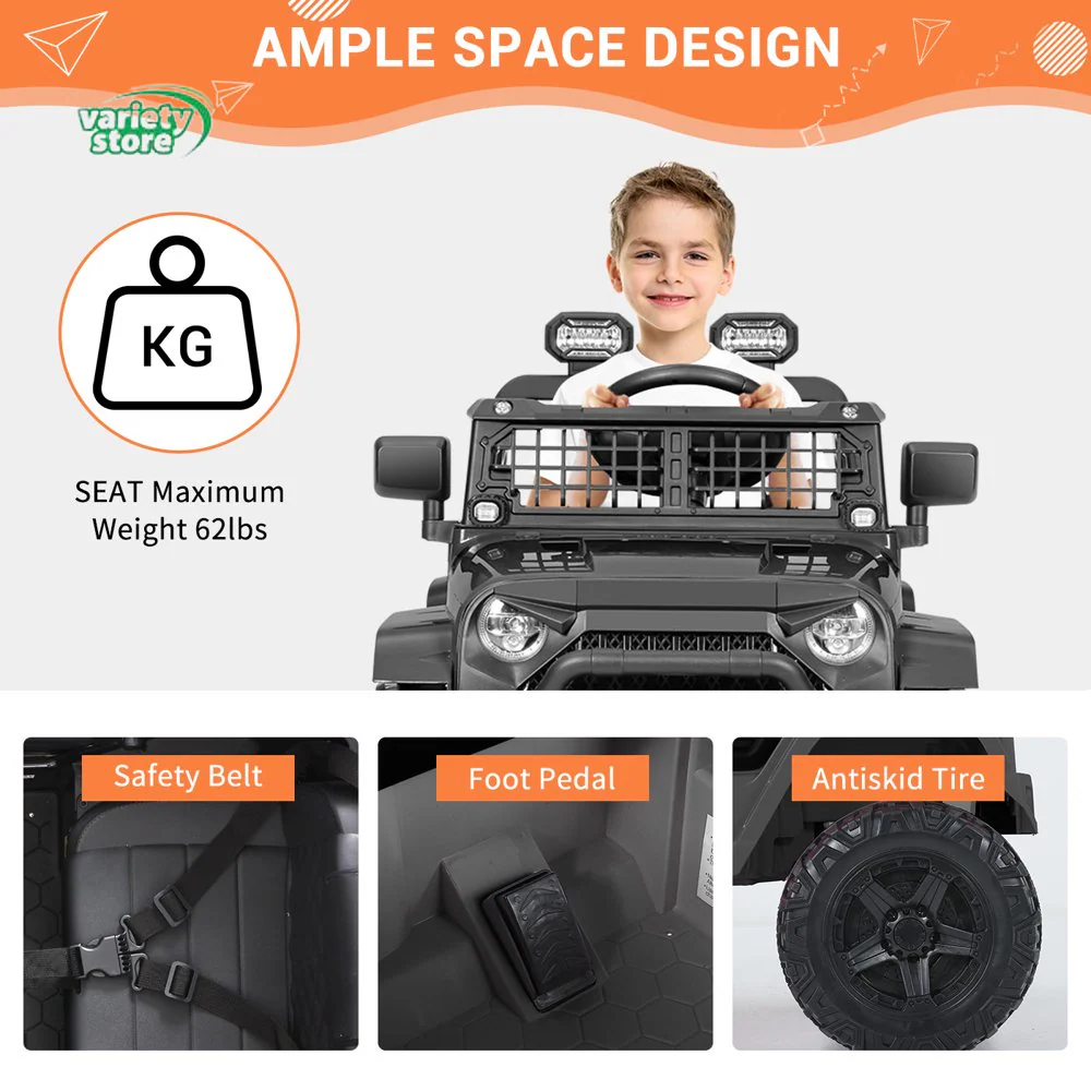 12V Electric Ride-On Toy Car for Kids with Remote Control and Spring Suspension - Customize Your Own Adventure! - Image 9