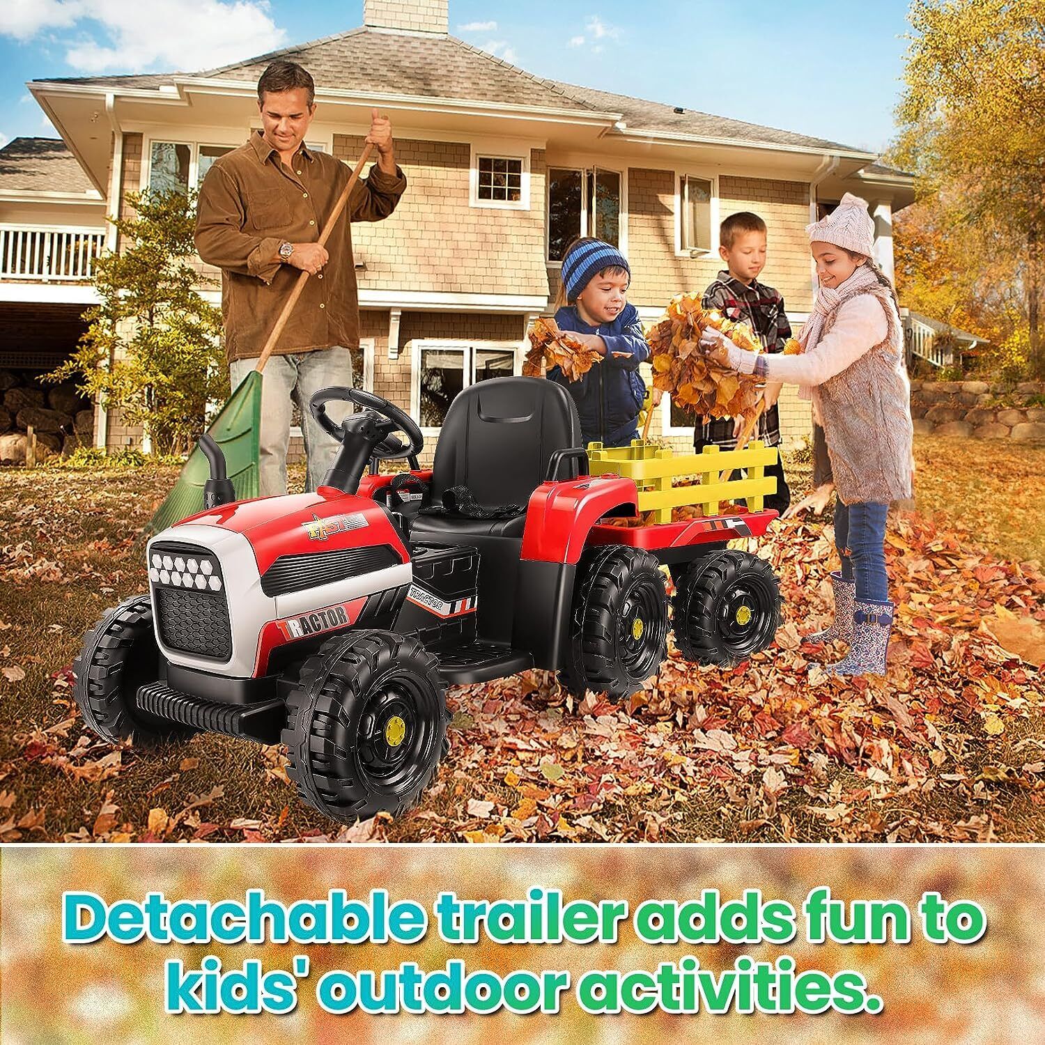12V Electric Ride-On Tractor with Trailer for Kids - Remote Controlled Toy Car - Image 23