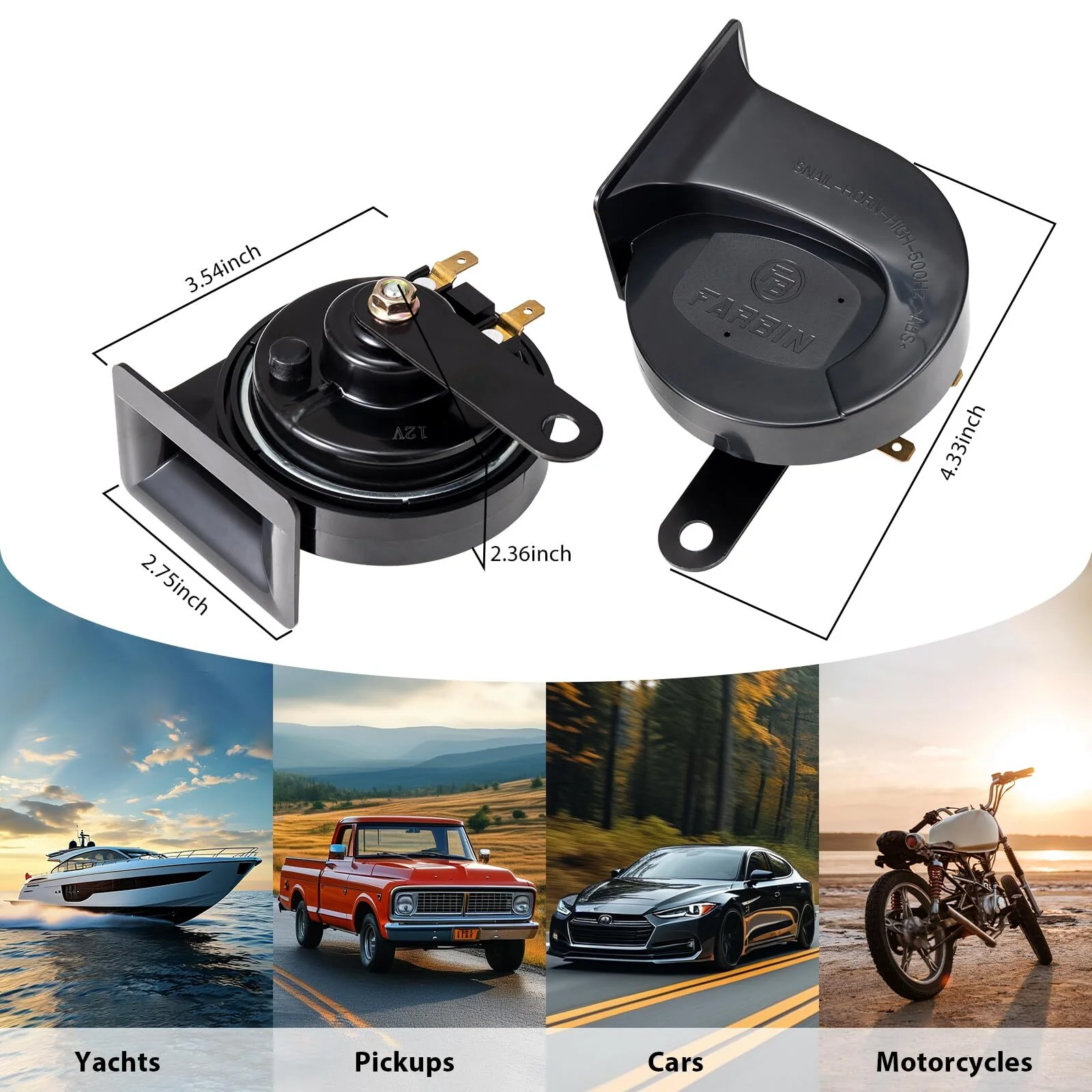 12V Electric Snail Horn 130dB Waterproof for Motorcycle Car Truck Train Black - Image 4