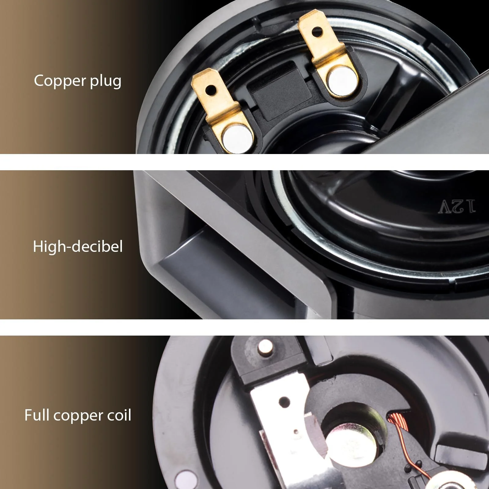 12V Electric Snail Horn 130dB Waterproof for Motorcycle Car Truck Train Black - Image 5