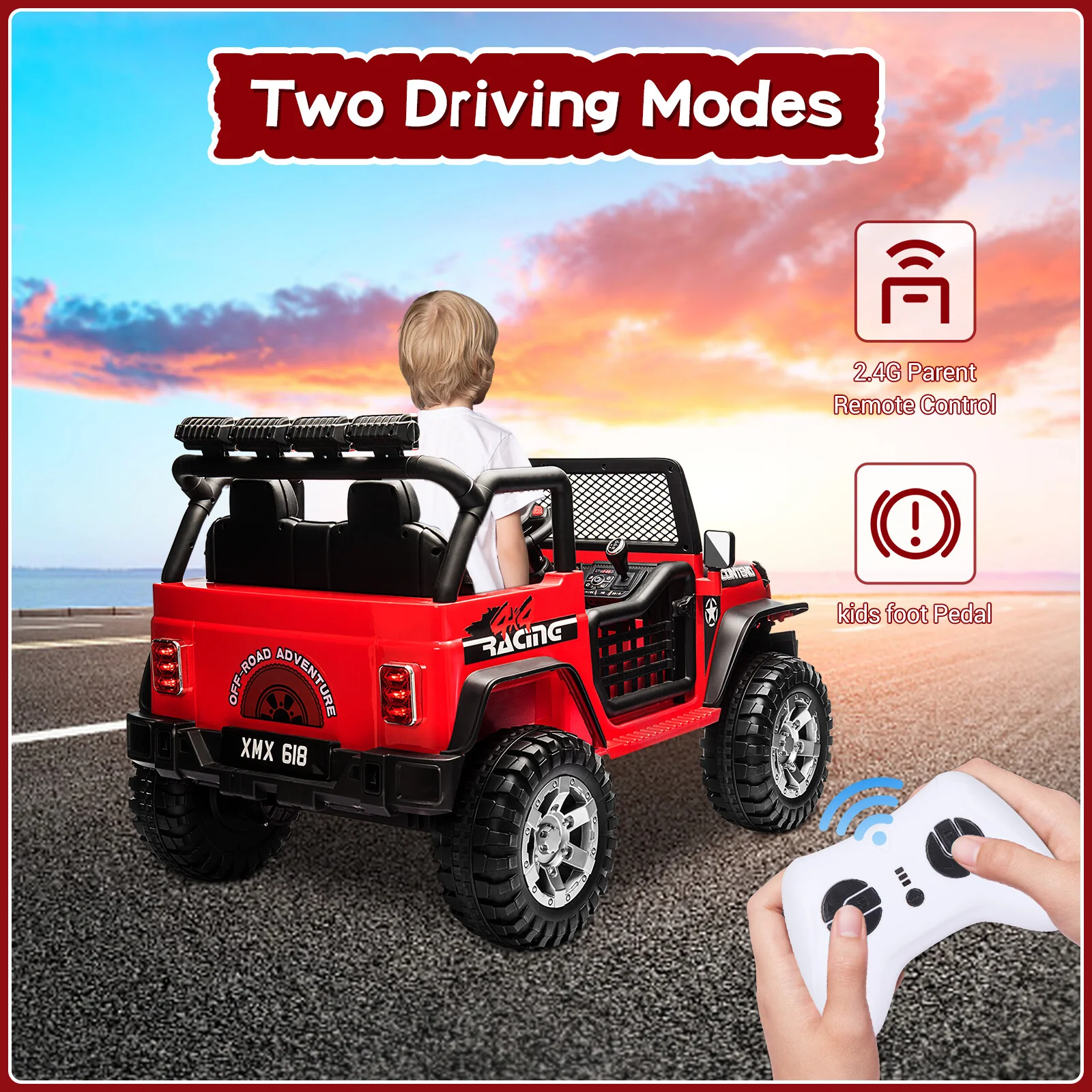 12V Electric 2-Seater Kids Ride-On Jeep Truck with Remote Control - Image 4