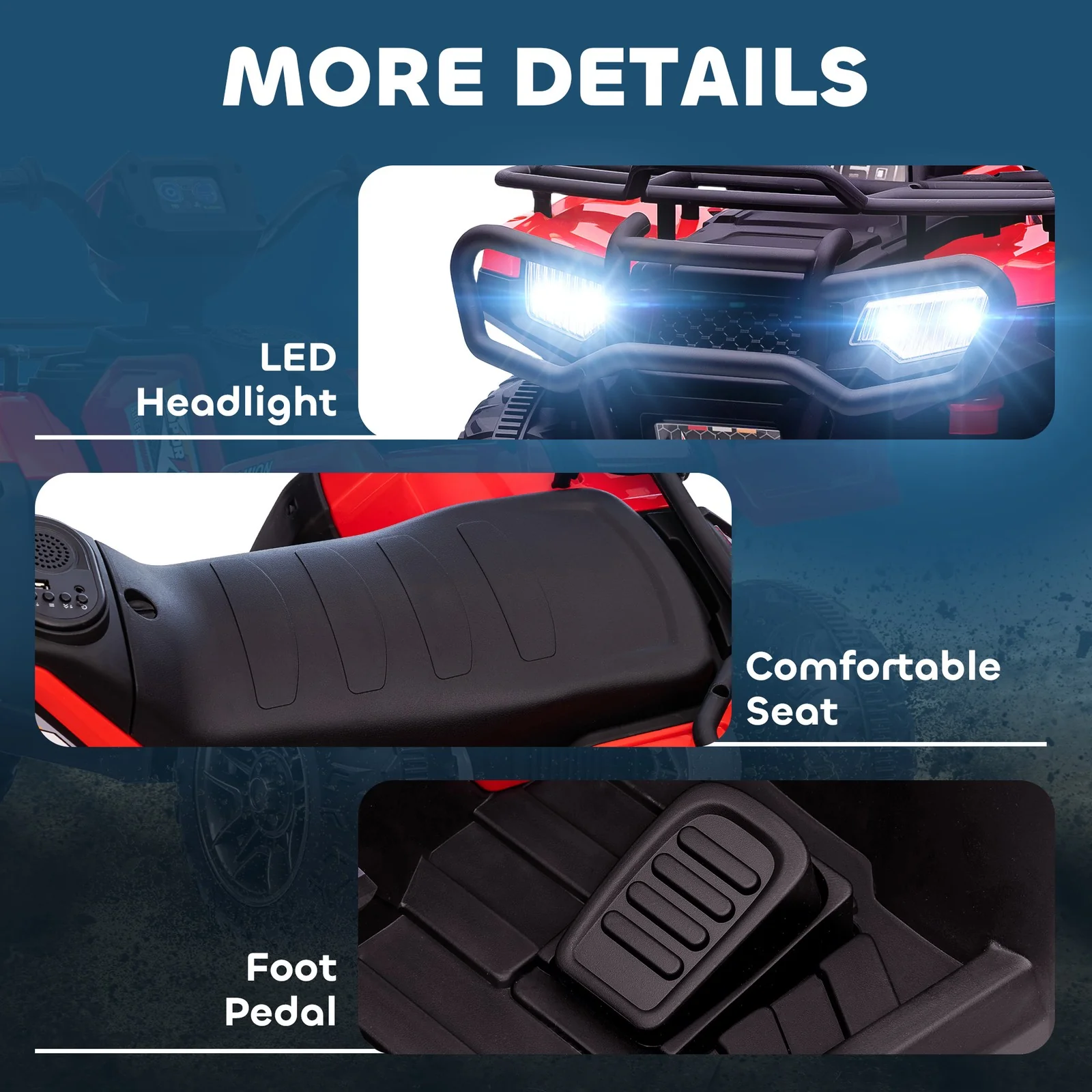 12V Battery-Powered Red Kids 4-Wheeler ATV for Ages 3-5 - Image 8