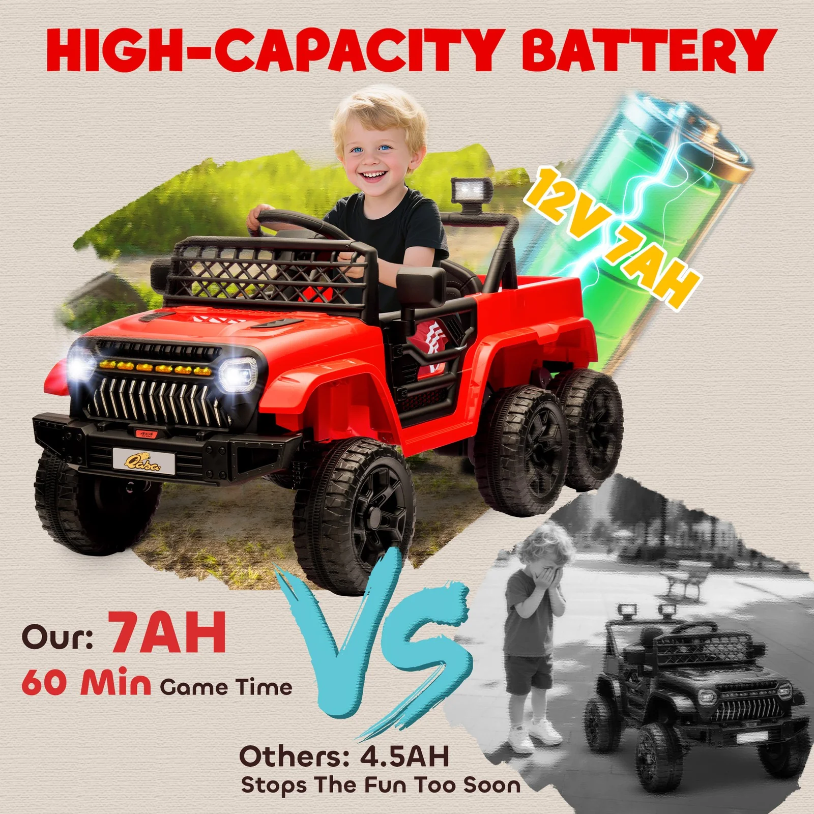 12V Kids Electric Ride-On Car with Switchable 2WD/4WD and Remote Control, Red - Image 8