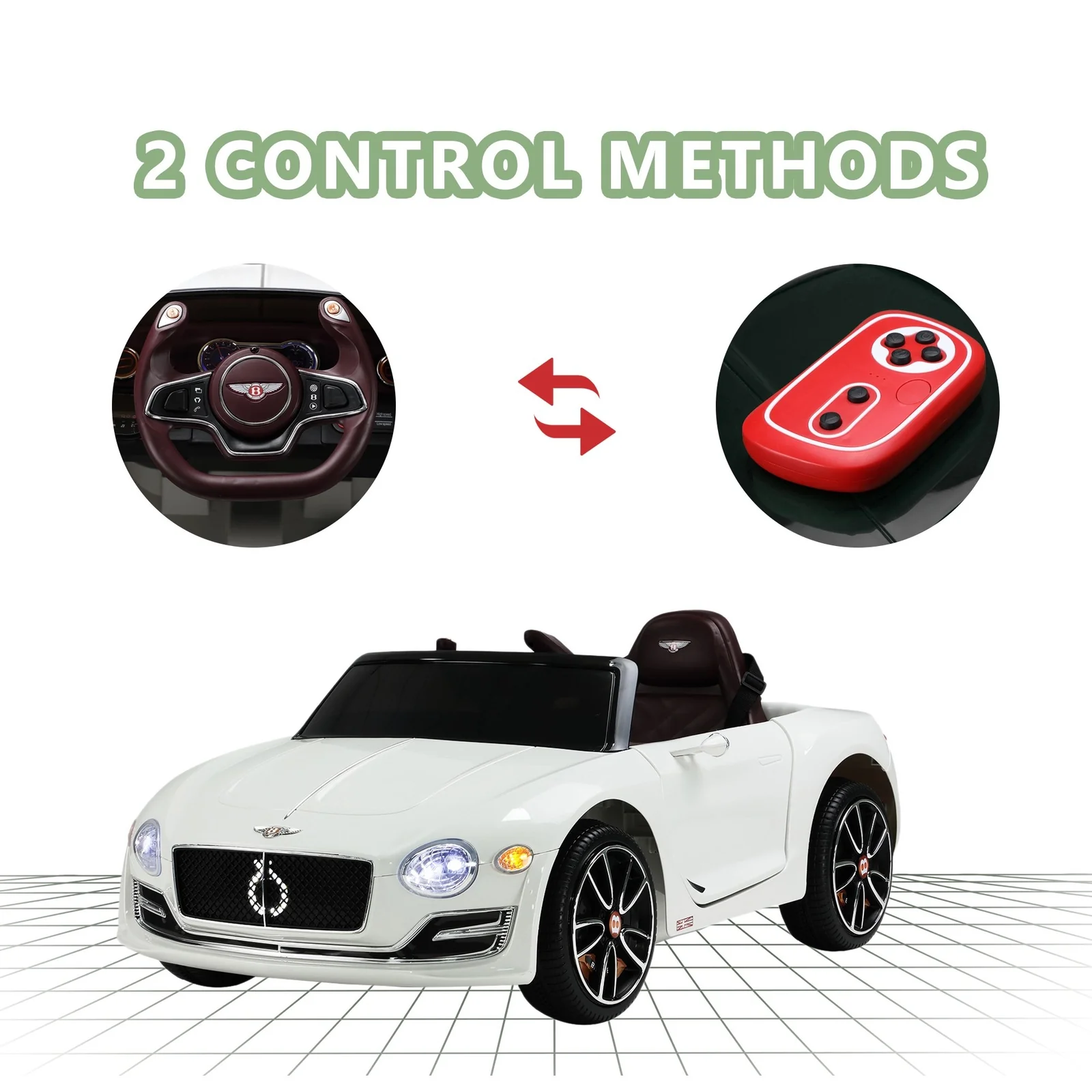 12V Kids Electric Ride-On Car Licensed Bentley with 4 Wheels, LED Lights, and Parent Remote Control - Image 4