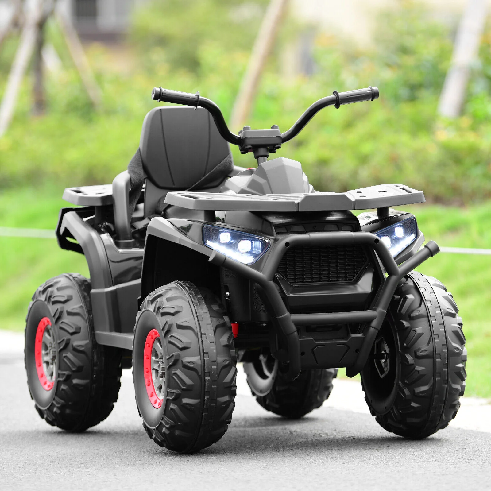 12V Kids Electric Ride On Car Toy with LED Lights in Black, Red, or White - Image 4